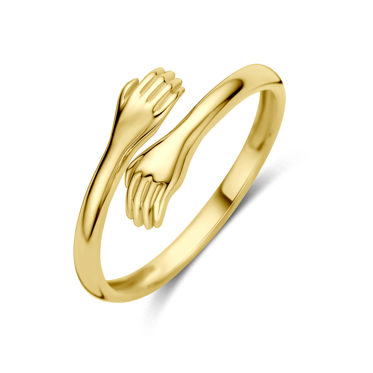9k Geelkleurig knuffel ring met een breedte van 9mm.