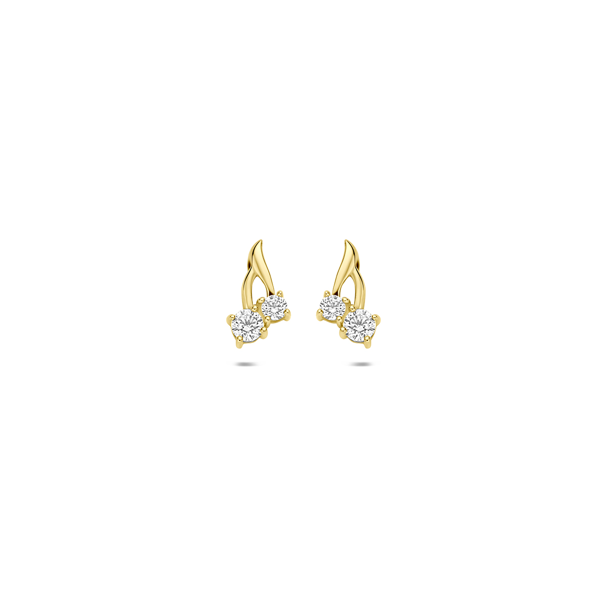 9k Geelkleurig oorknoppen met zirkonia. De oorknoppen hebben een afmeting van 8.5x5mm.