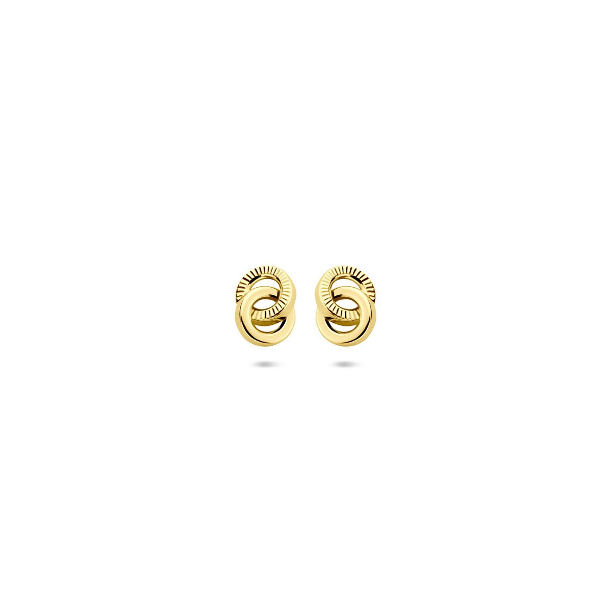 14k Geelgouden oorknoppen met een afmeting van 6x4.5mm.