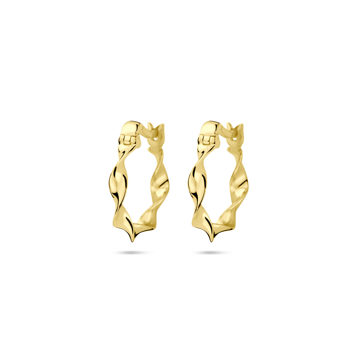 14k Geelgouden oorringen met een buisdikte van 3mm.