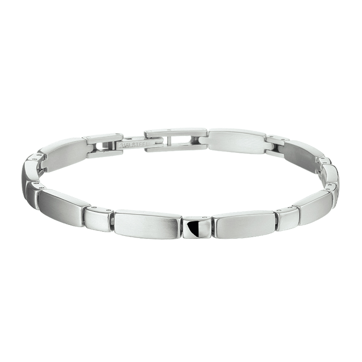 Stalen armband met een poli/matte afwerking. De schakelbreedte is 5.0mm.