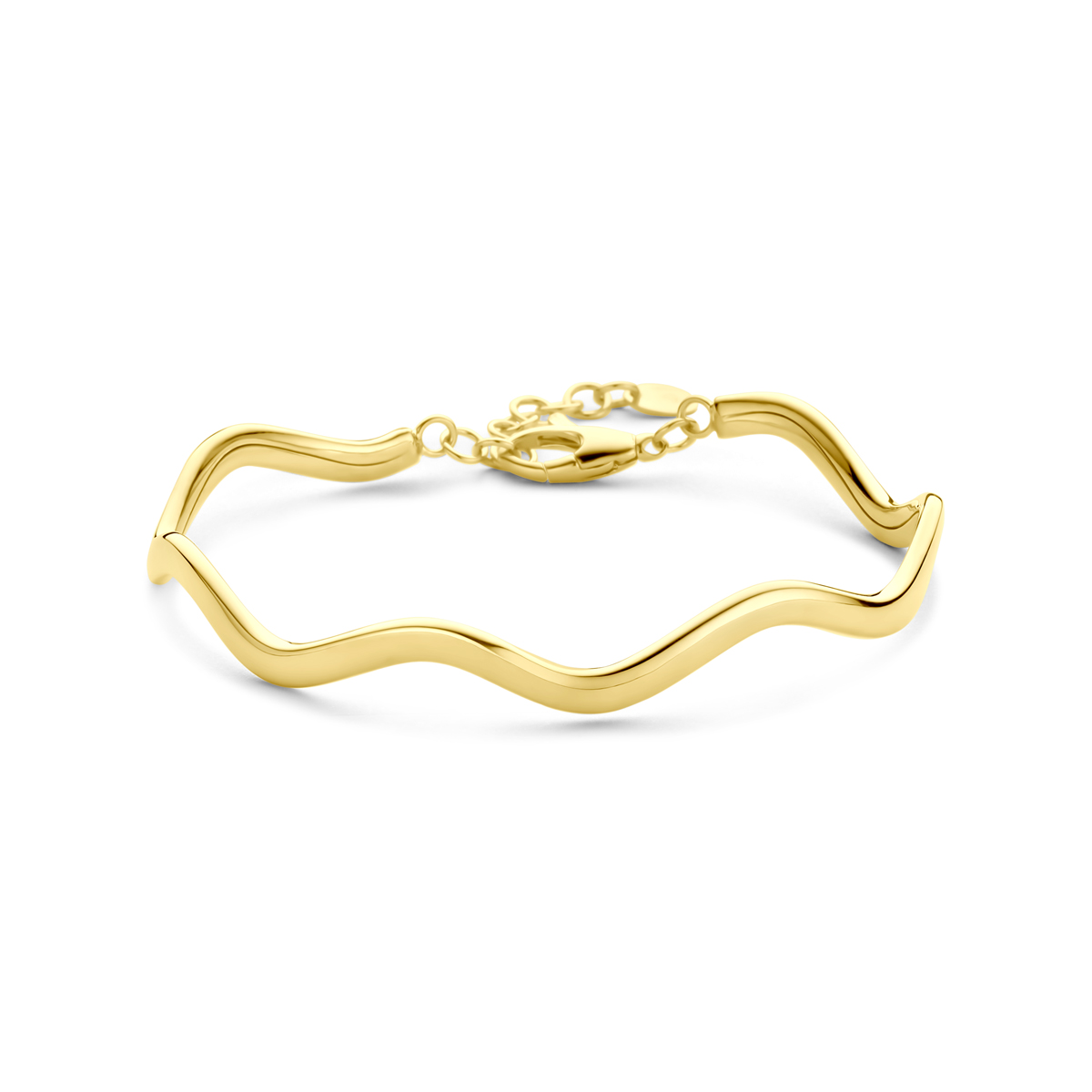 14k Geelgouden armband met een schakelbreedte van 3.5mm. De armband heeft een draaglengte van 18cm met 2.5cm extensie. Uitgevoerd met karabijnsluiting.