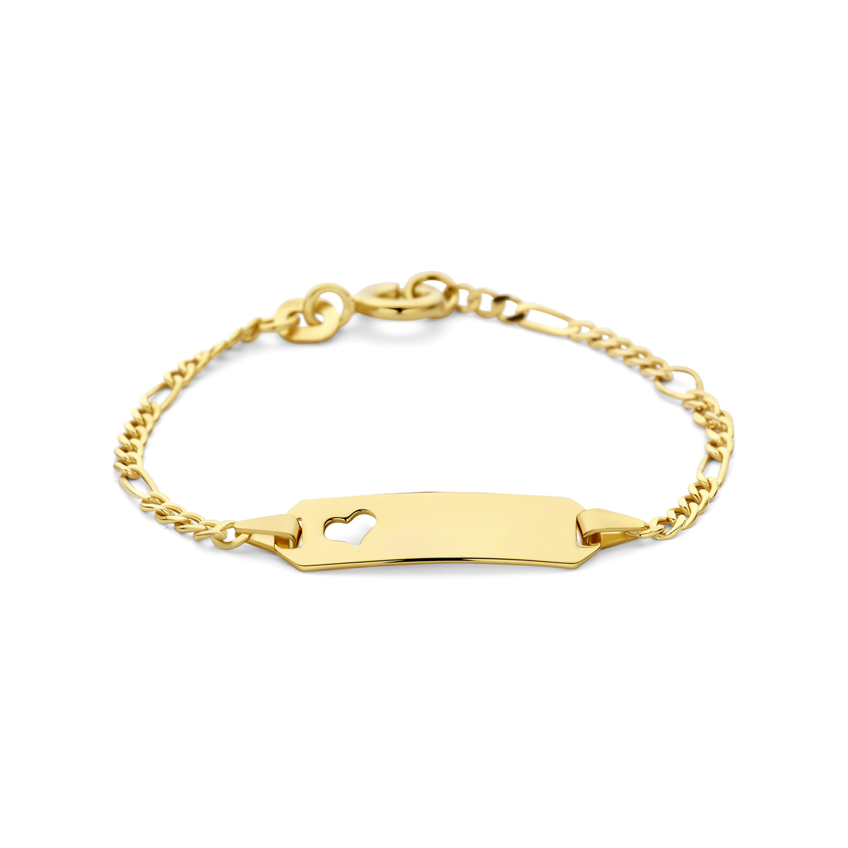 Huiscollectie - 9K graveerarmband met een poli afwerking en een gestanst hartje. De graveerplaat heeft een dikte van 0.6mm. - 8000036
