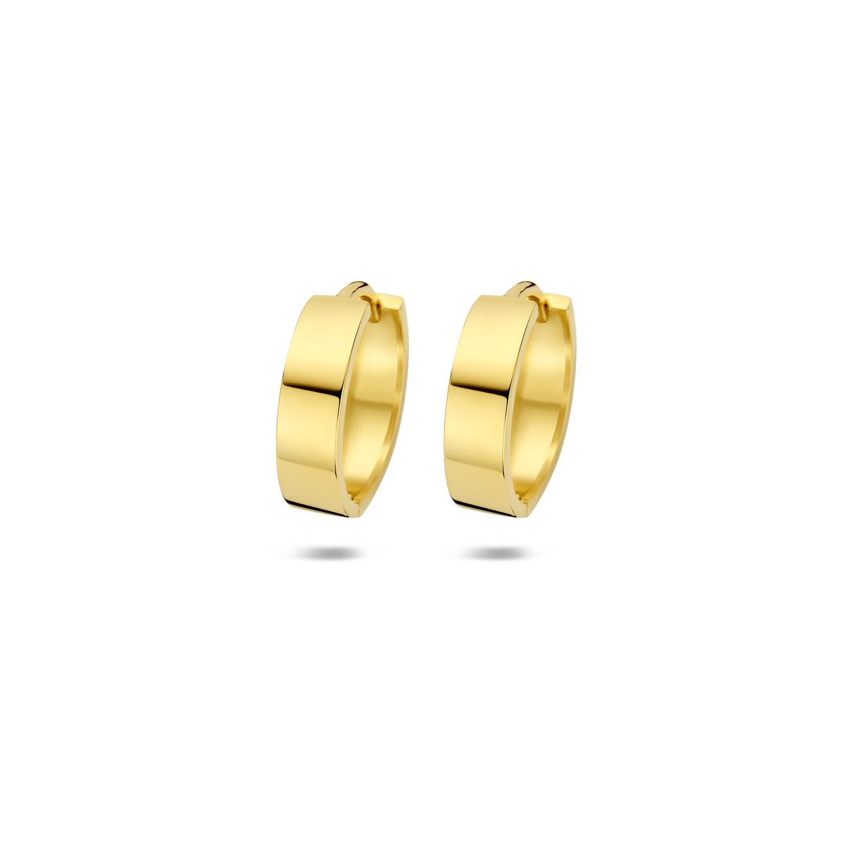 9k Geelkleurig klapoorringen met een afmeting van 12x3mm.