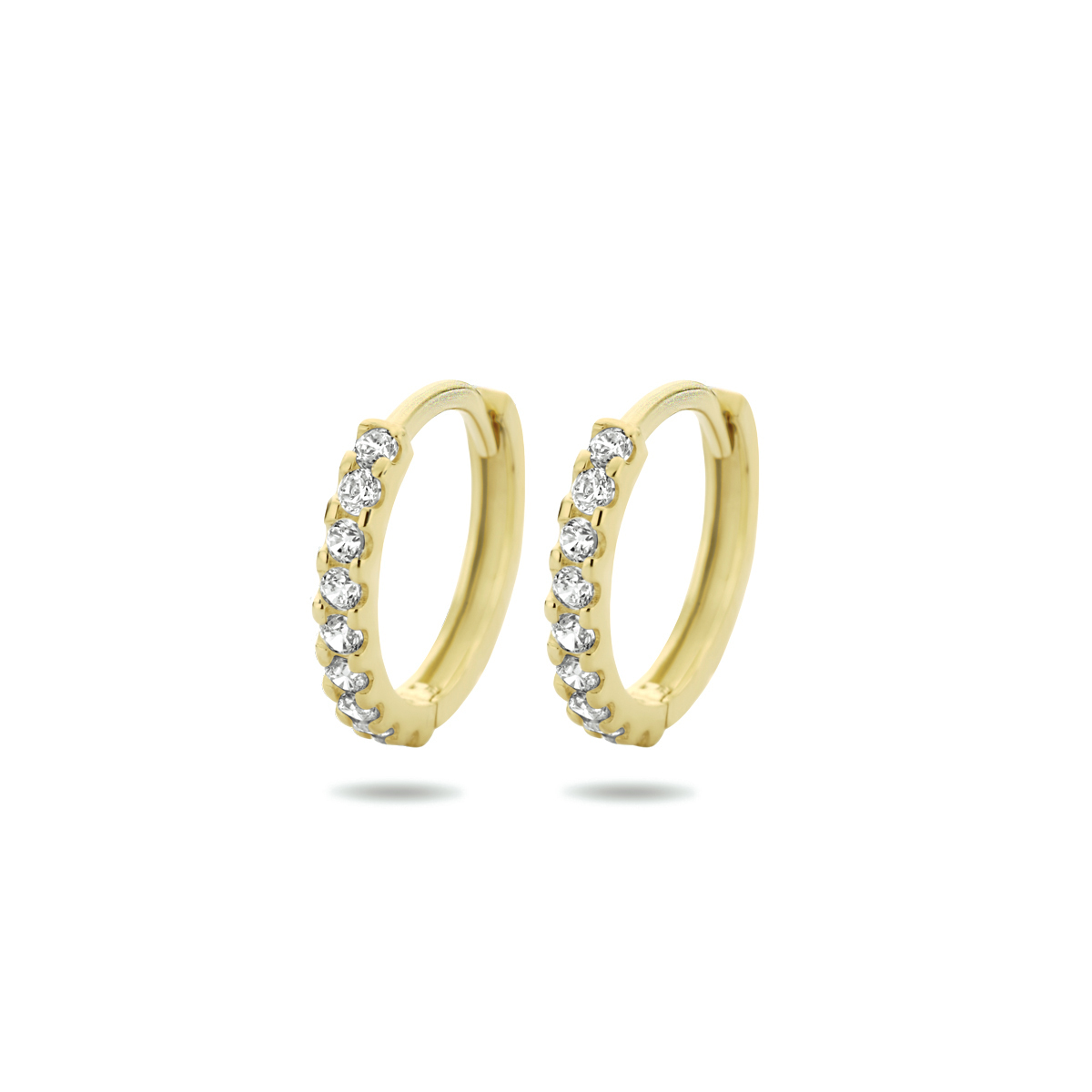 Geelkleurige gouden 9k klapoorringen met een afmeting van 12.5x1.5mm.