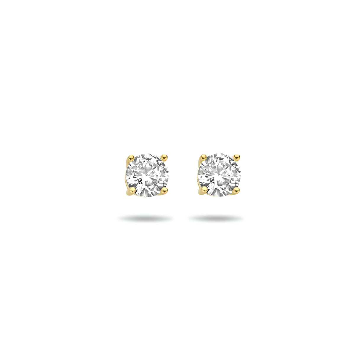 9k Geelkleurig oorknoppen met zirkonia.