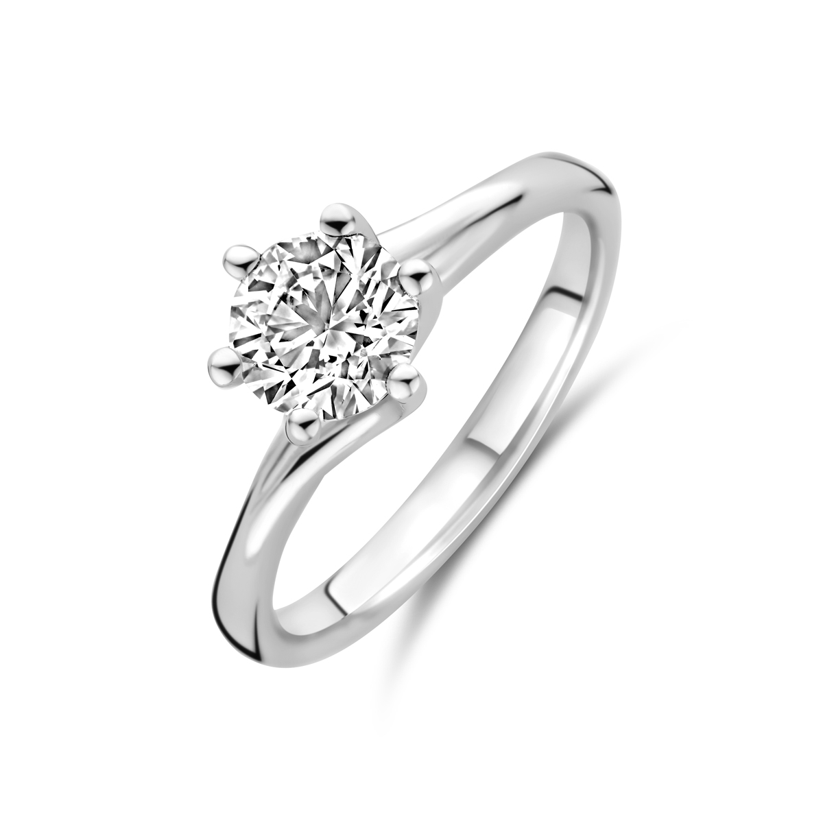 Huiscollectie - 14kt witgouden ring bezet met 1 briljant geslepen labgrown diamant, IGI Cert: LG643432947 - 4106415