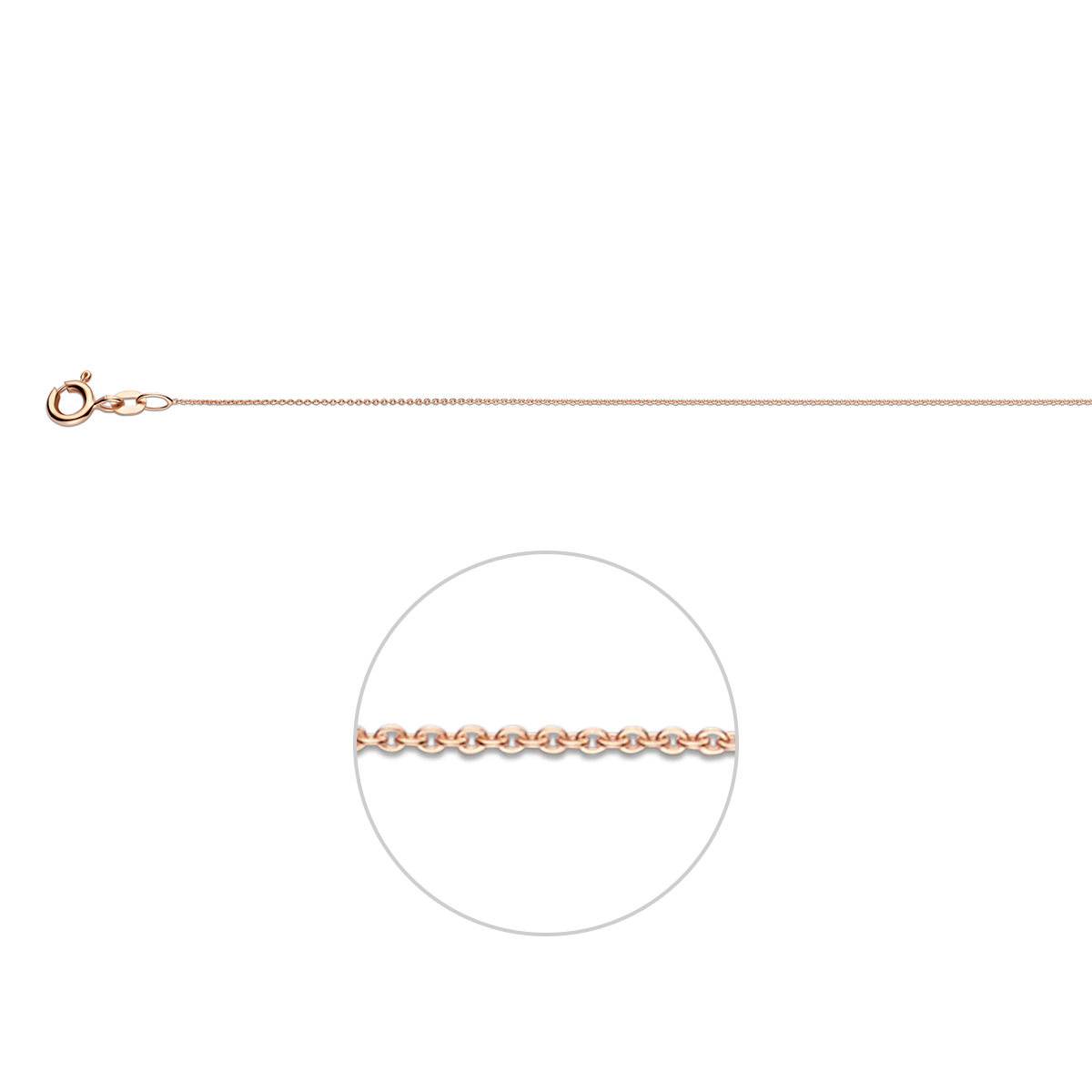 14k Rosegouden collier met een schakelbreedte van 0.8mm. Het collier heeft draaglengtes van 41, 43 en 45cm.