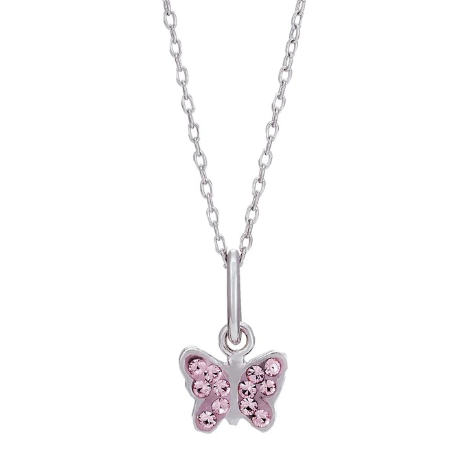 Diese Rhod. Silbern Halskette mit Schmetterling und rosa CZ, ist ein elegantes Schmuckst&uuml;ck. Der Schmetterling-Anh&auml;nger mit rosa Zirkonia verleiht jedem Outfit einen Hauch von Romantik. Perfekt f&uuml;r besondere Anl&auml;sse oder als t&auml;glicher Hingucker, am besten kombiniert mit einem schlichten Oberteil, um die Kette in den Mittelpunkt zu setzen.