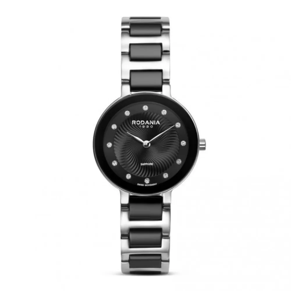 Rodania Mystery Classic R85001 dameshorloge 30 mm

De Rodania Mystery Classic R85001 is een stijlvol dameshorloge dat klassieke elegantie combineert met een moderne uitstraling. Dankzij de combinatie van roestvrij staal en zwart keramiek krijgt dit model een verfijnd en eigentijds karakter dat perfect past bij elke gelegenheid.

De ronde kast van 30 mm is vervaardigd uit hoogwaardig roestvrij staal en heeft een slanke dikte van slechts 7 mm. De elegante zilverkleurige afwerking wordt gecombineerd met een stijlvolle band waarin roestvrij staal en zwarte keramische elementen samenkomen. Dit zorgt voor een uniek contrast en een comfortabele draagervaring.

Het minimalistische ontwerp maakt de Mystery Classic veelzijdig en tijdloos. De hoogwaardige materialen zorgen niet alleen voor een luxueuze uitstraling, maar ook voor een duurzame kwaliteit die geschikt is voor dagelijks gebruik.

Binnenin bevindt zich het betrouwbare Ronda 763 quartz uurwerk, dat garant staat voor een nauwkeurige en onderhoudsvriendelijke tijdsweergave. Dankzij de waterdichtheid van 5 ATM is het horloge bestand tegen spatwater en geschikt voor dagelijks gebruik.

De Rodania Mystery Classic R85001 is de ideale keuze voor wie houdt van een elegant horloge met een moderne twist, hoogwaardige materialen en Zwitserse betrouwbaarheid.