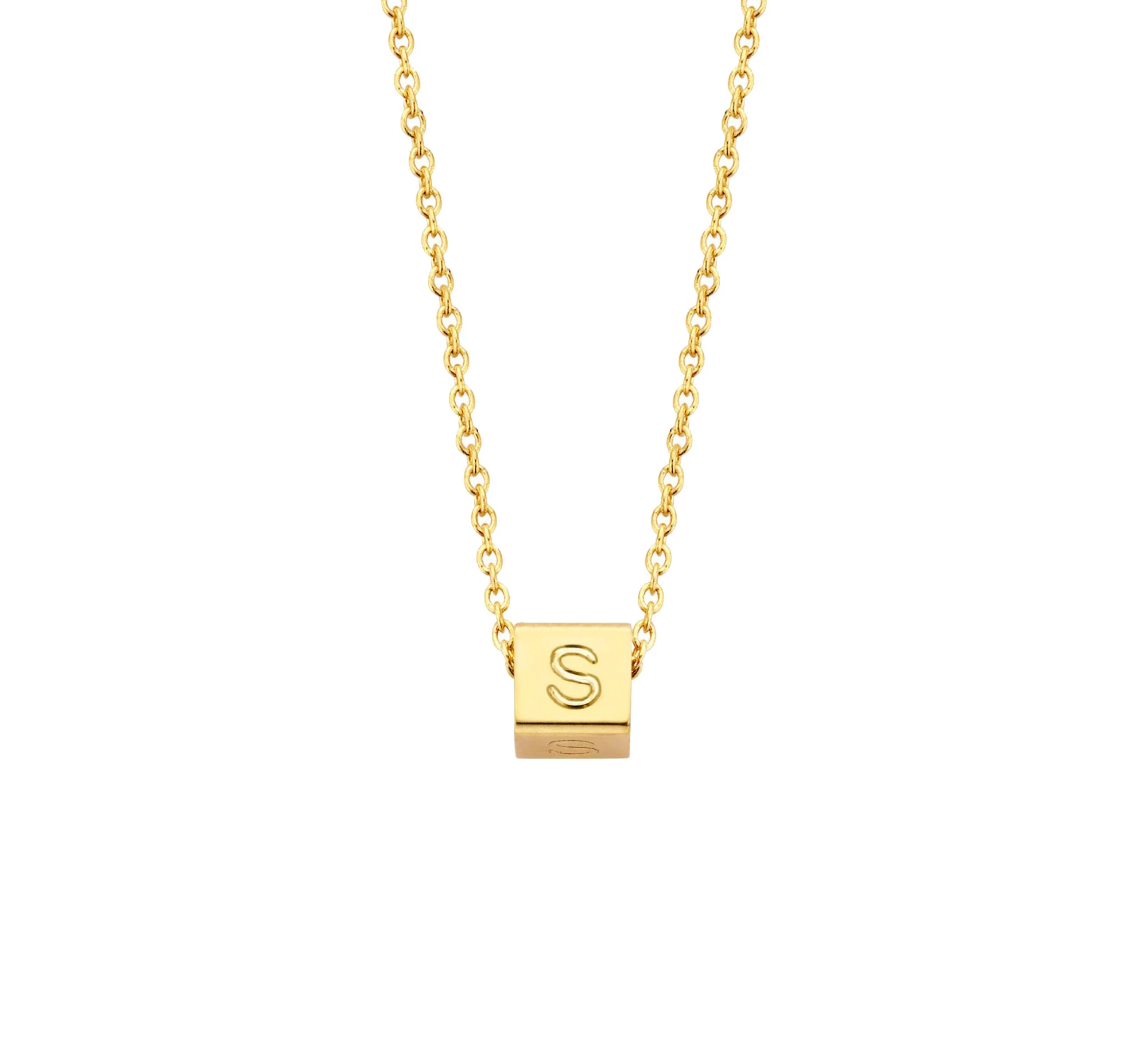 Just Franky - cube necklace blanco voor verschillende gravures 42-43-44 cm