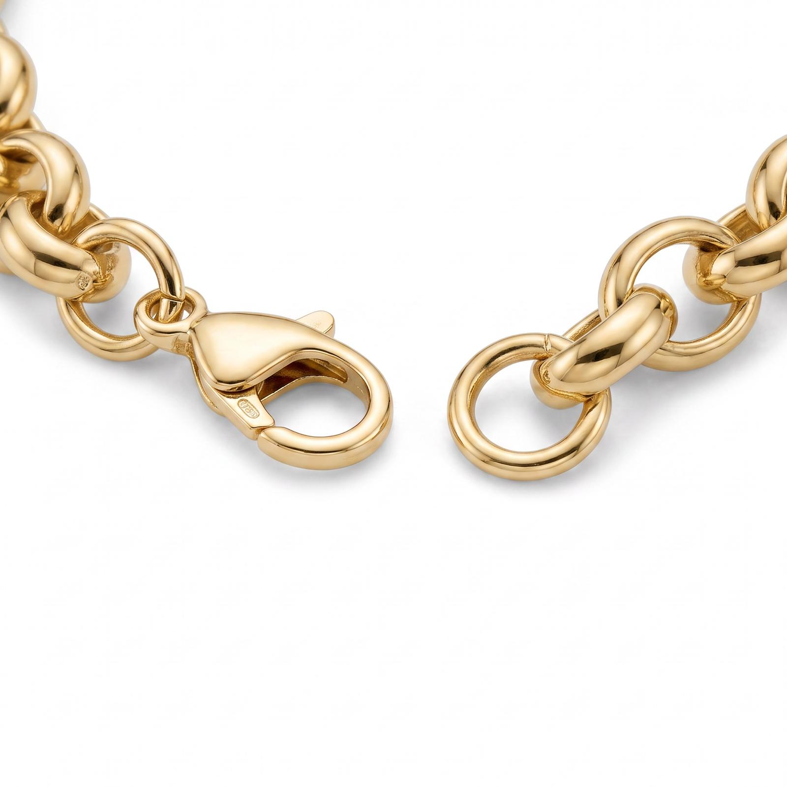 14 karaats geelgouden jasseron armband met lengte van 22,5 cm.