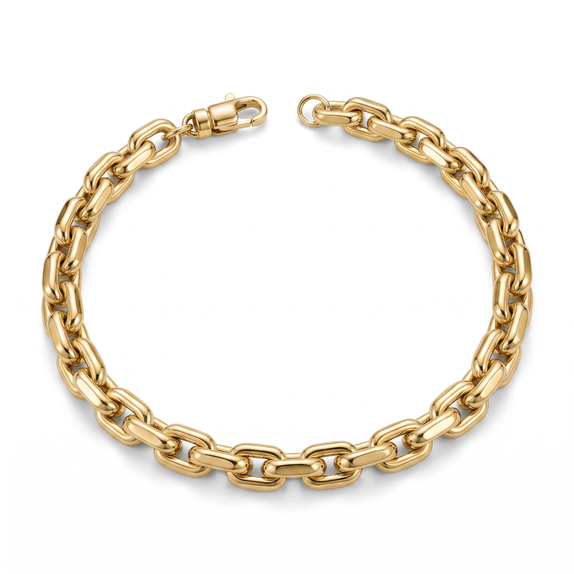 14 karaats geelgouden anker armband met lengte van 19.5 cm. 