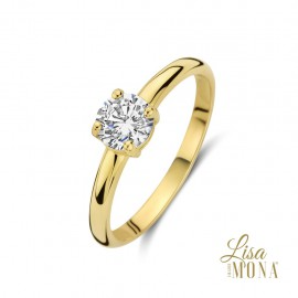 Solitair geel 14 kt met zirconium