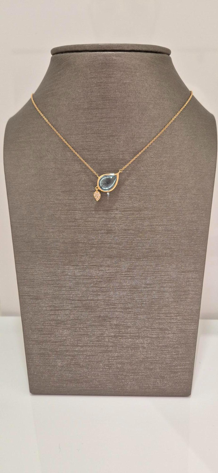 Artur Scholl 18krt ros&eacute; gouden collier met diamant en blauwe topaas