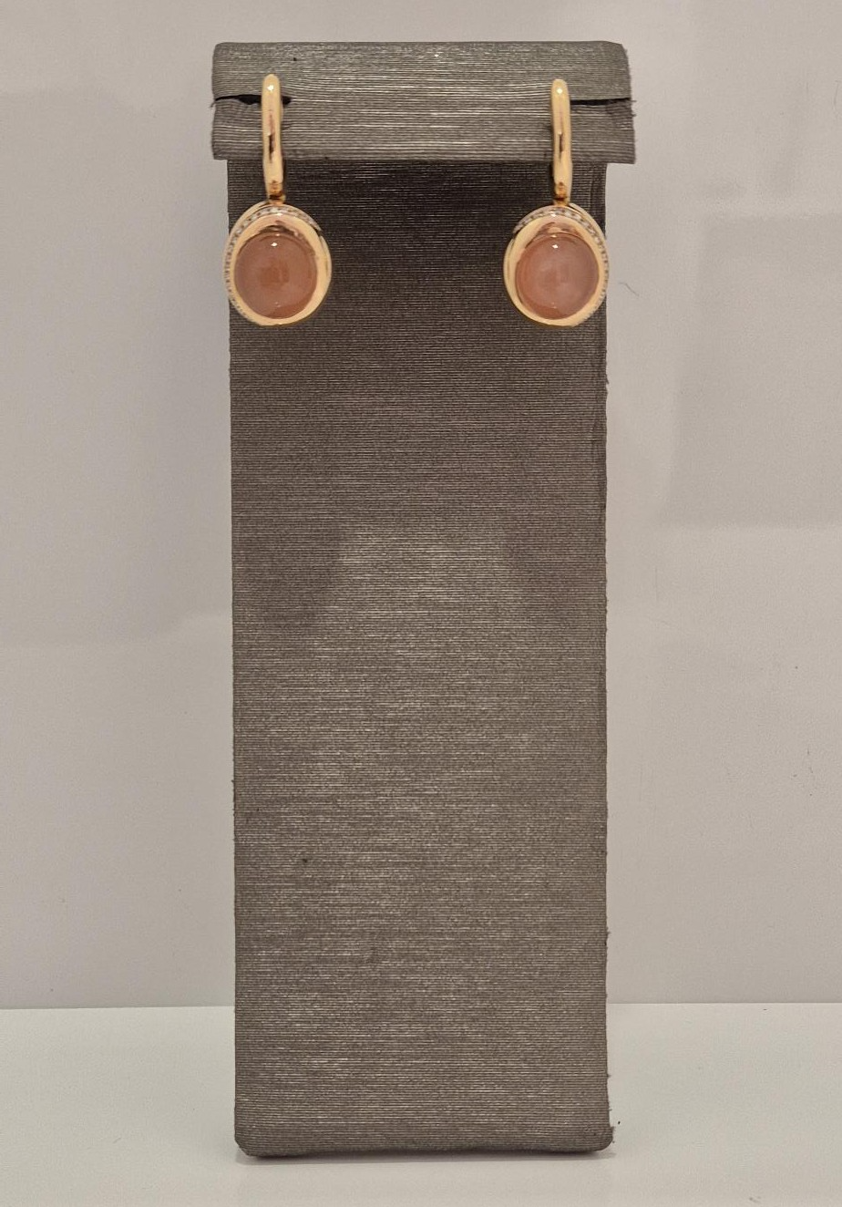 Artur Scholl 18krt ros&eacute; gouden oorhangers met diamant en oranje maansteen