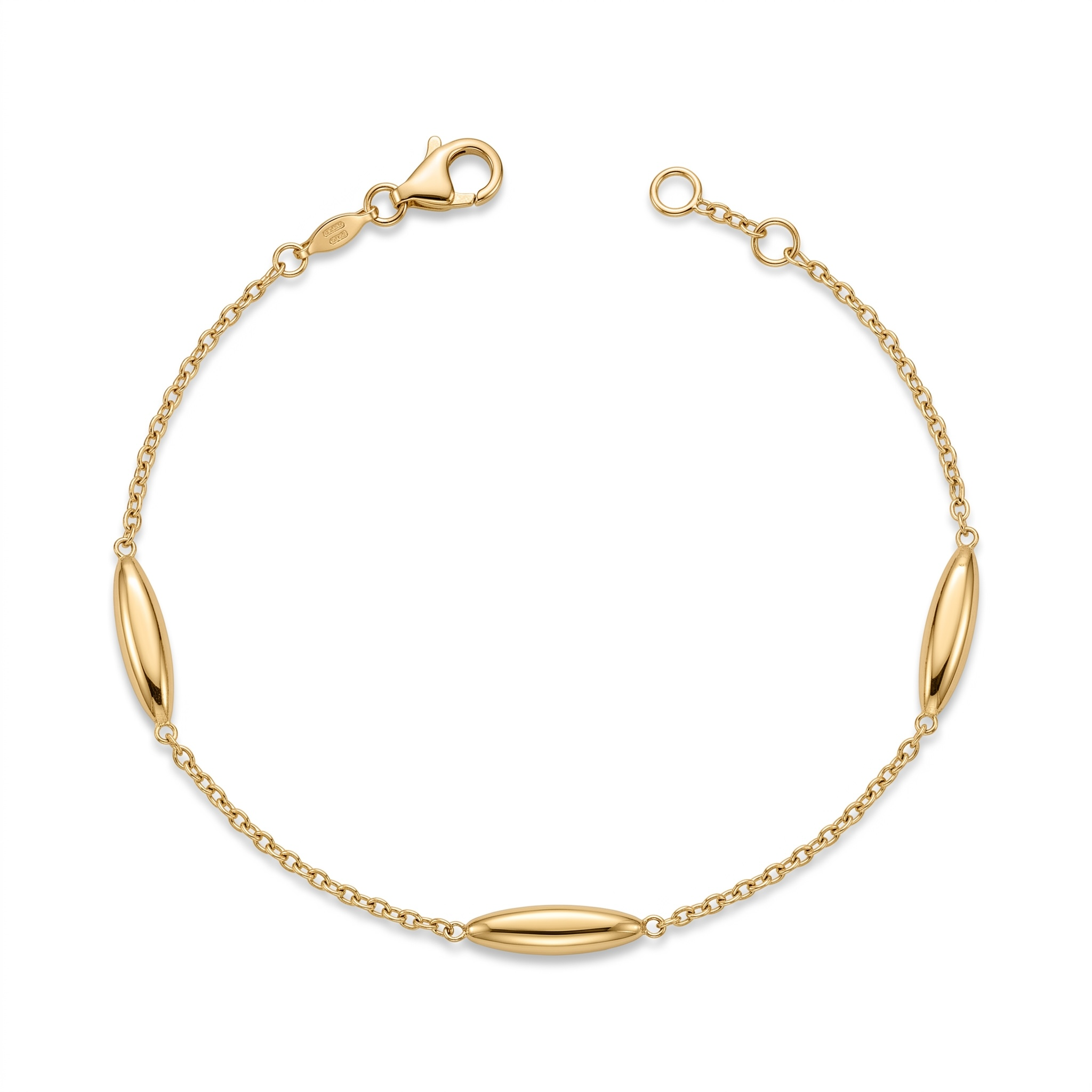 14 karaats geelgouden anker armband van 19 cm lang.
