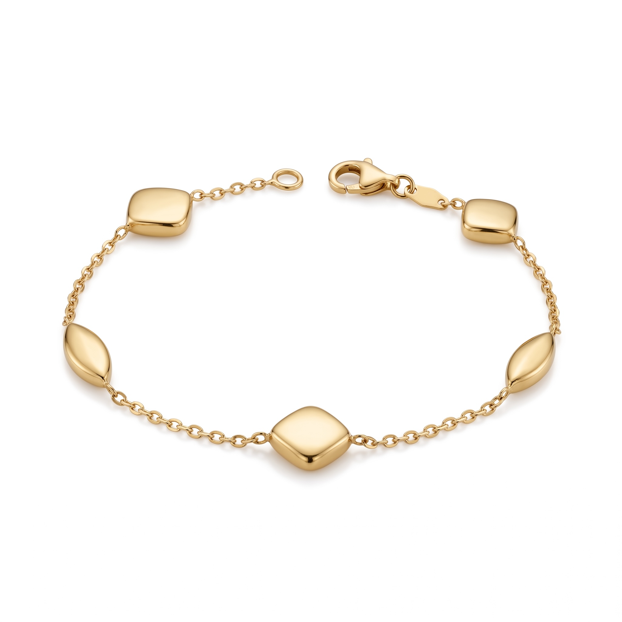 18 karaats geelgouden armband fantasieschakel met een lengte van 18.5 cm.