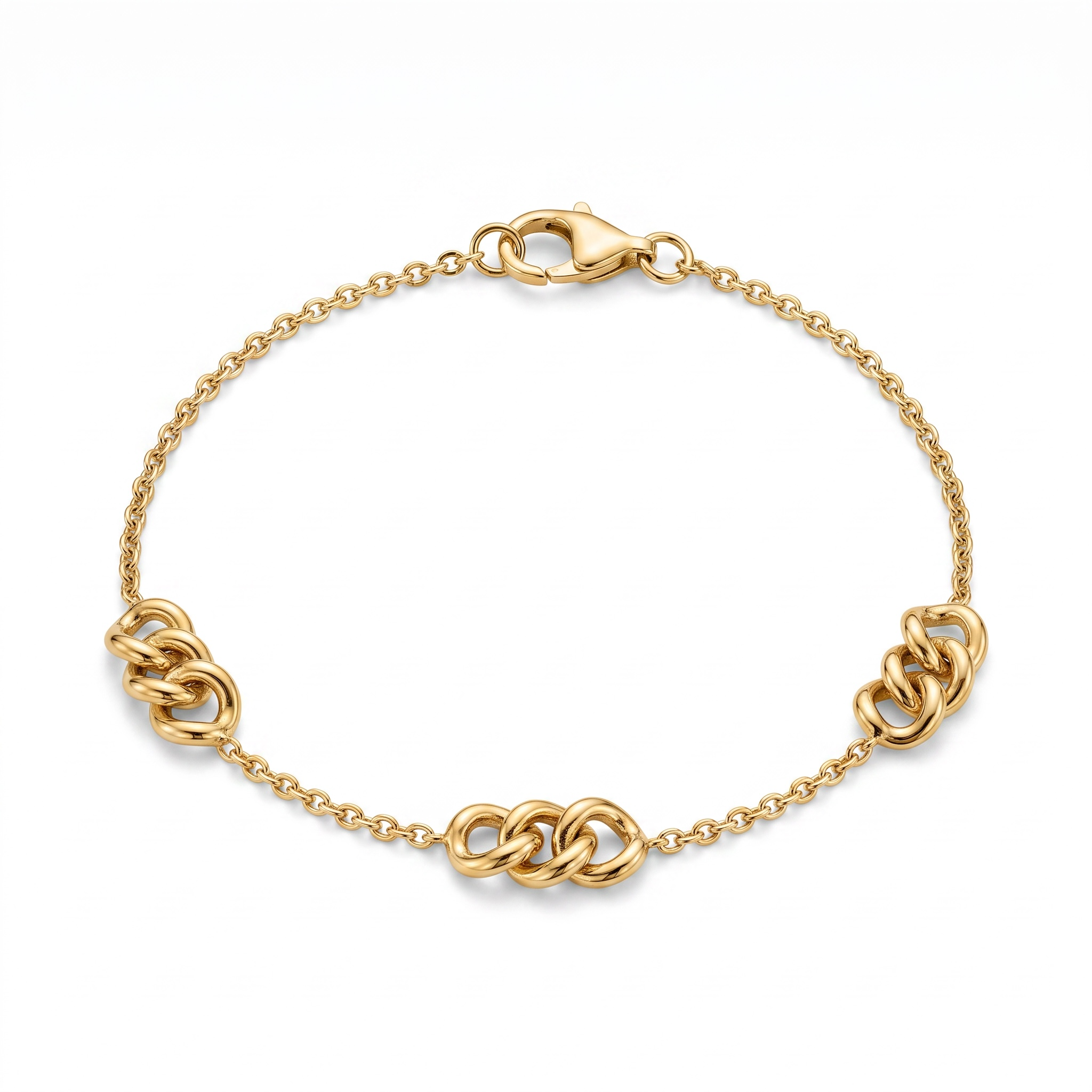 14 karaats geelgouden fantasie armband met een lengte van 19.5 cm