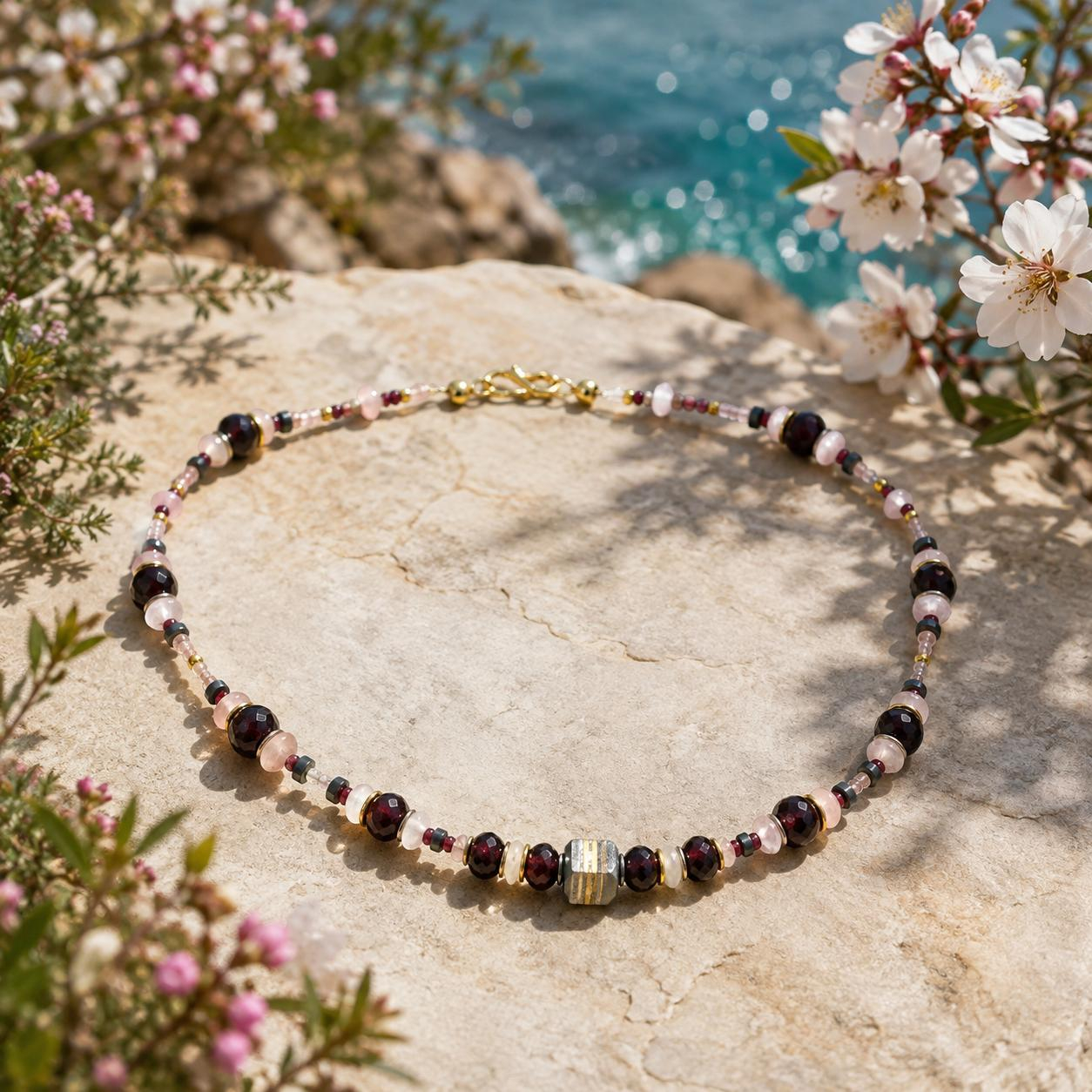 Das Produkt Granatcollier, Modellnummer GRANATCOLLIER, ist ein elegantes Schmuckst&uuml;ck unbekannter Marke. Als Halskette kategorisiert, bringt es Glanz in Ihren Look. Der beste Weg, es zu tragen, ist zu einem schlichten Oberteil oder einem Abendkleid, um das Collier hervorzuheben. Perfekt f&uuml;r besondere Anl&auml;sse oder als stilvolles Accessoire im Alltag.