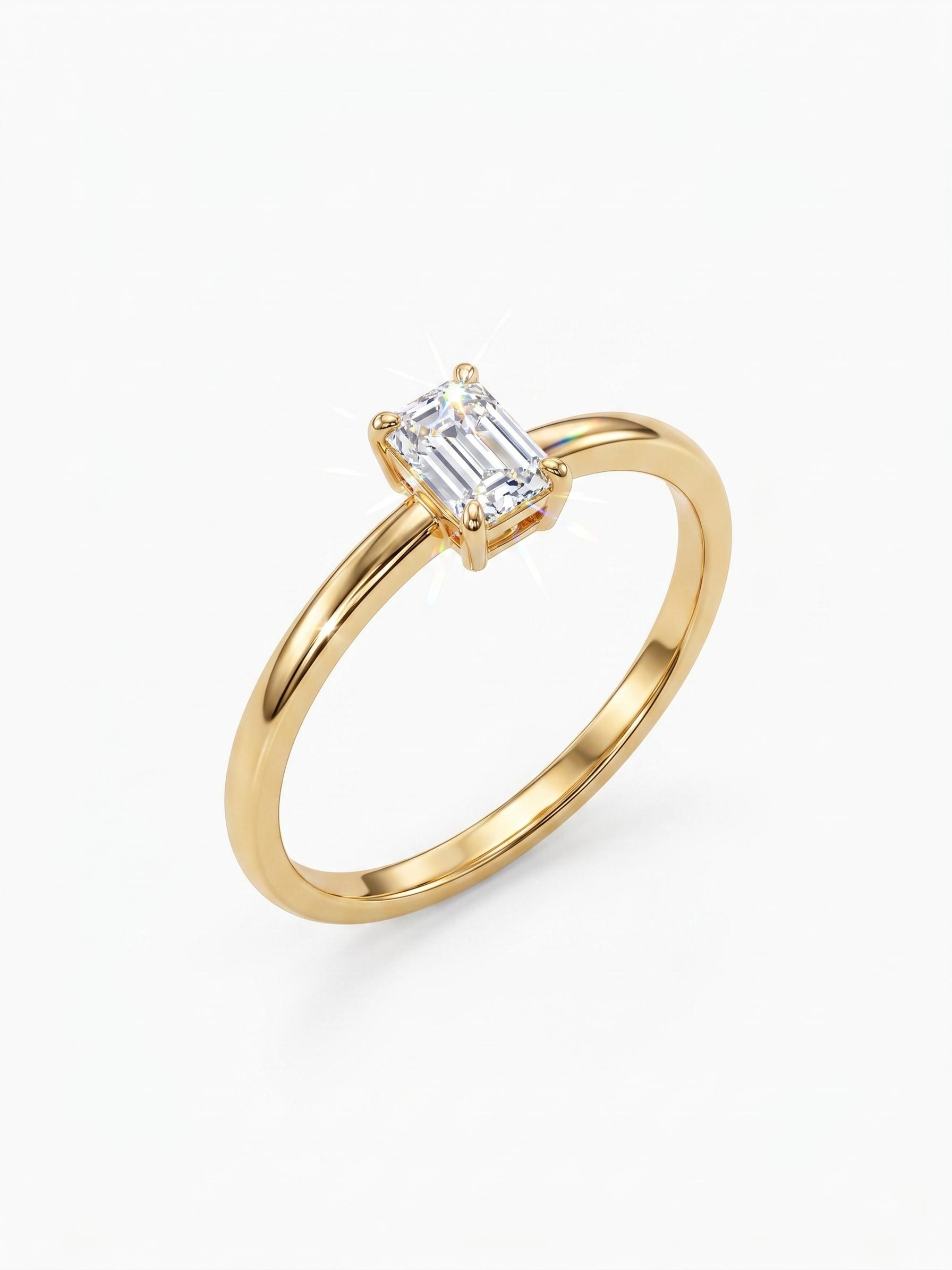 18 karaat geel goud met baguette LG 0.20ct 