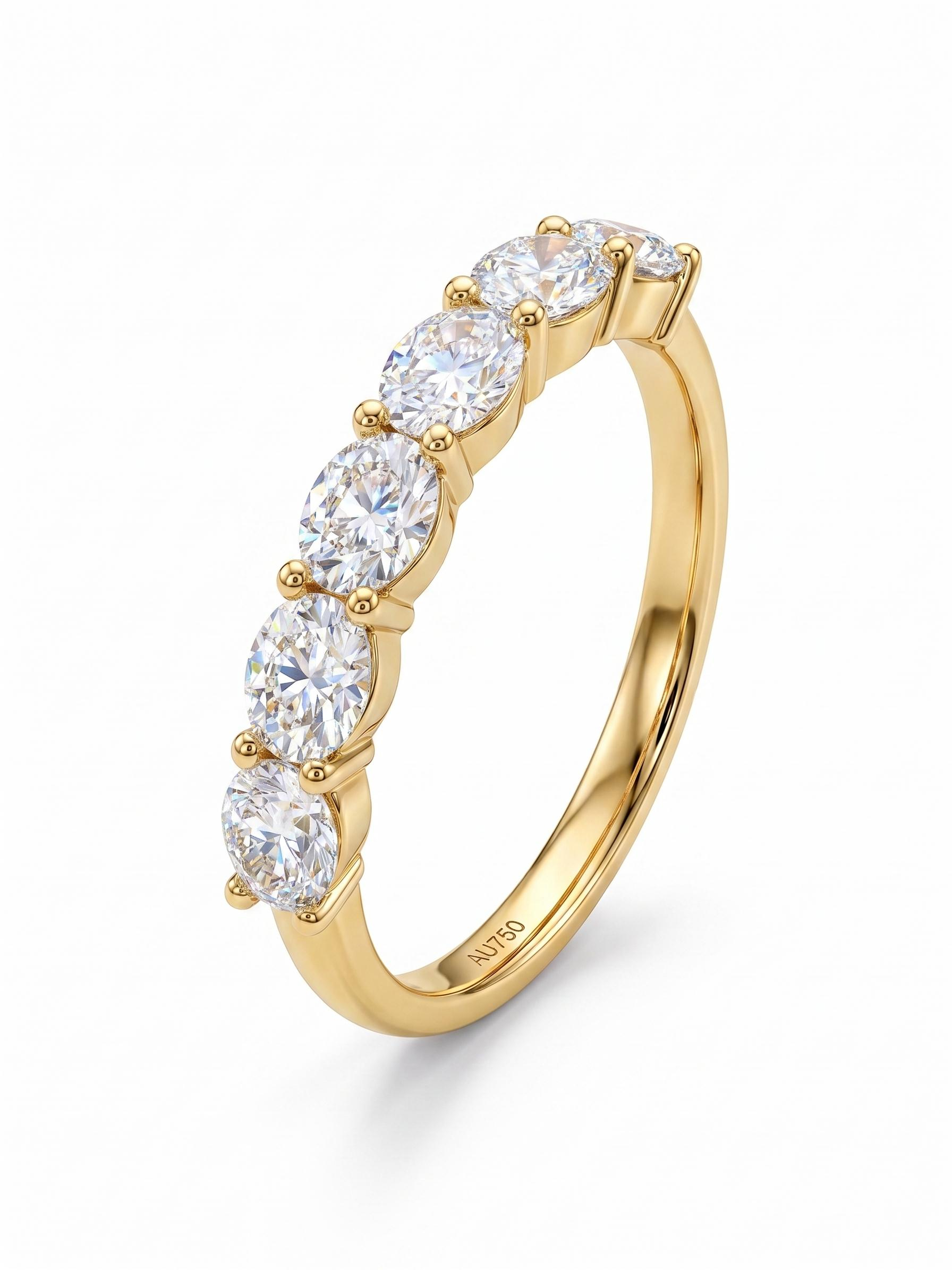 Trouwring 18 karaat GG met LG 6 x 0.10ct briljant