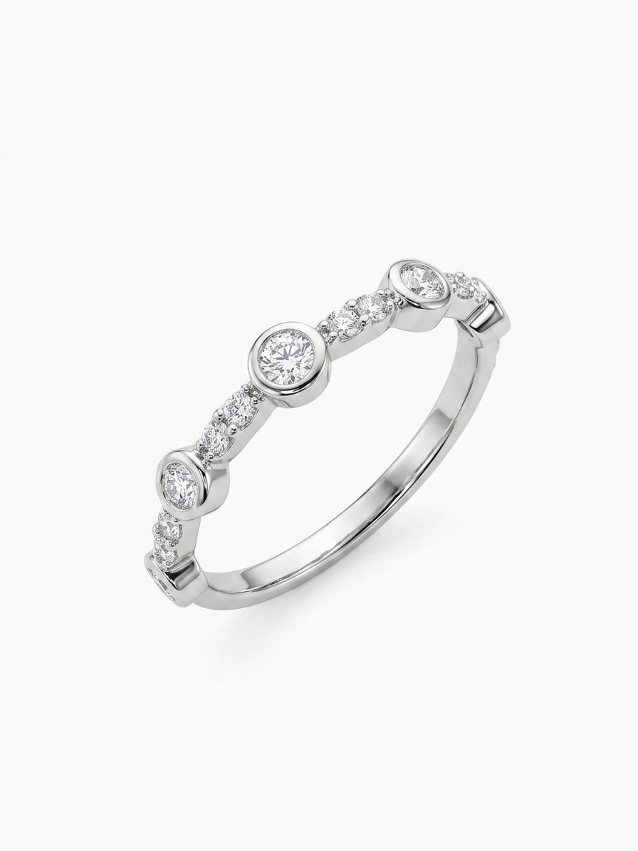 18 karaat wit gouden trouwring gezet met natuurlijke briljant 0.0096ct