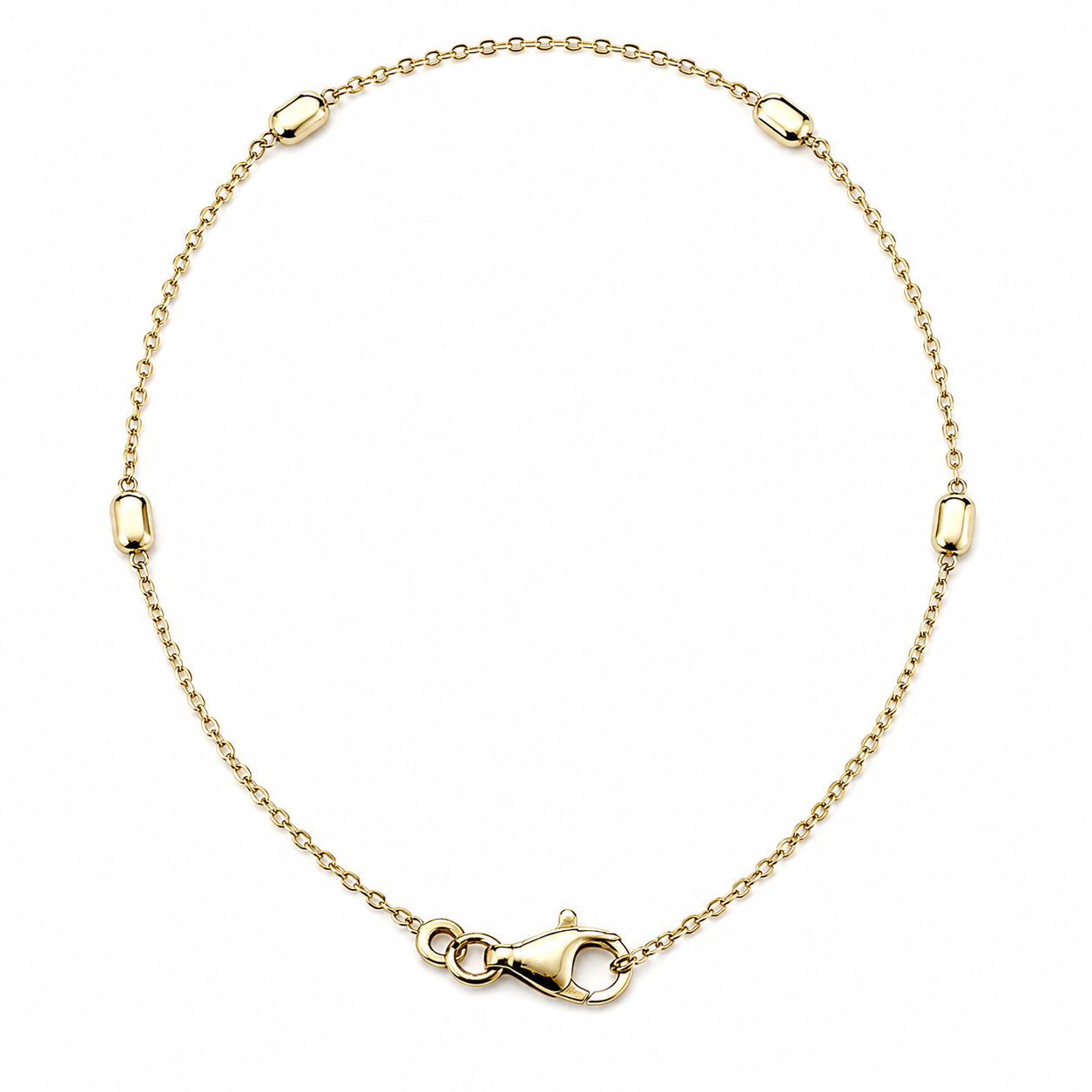 Gouden armband met fantasie schakels in een lengte van 19 cm.
