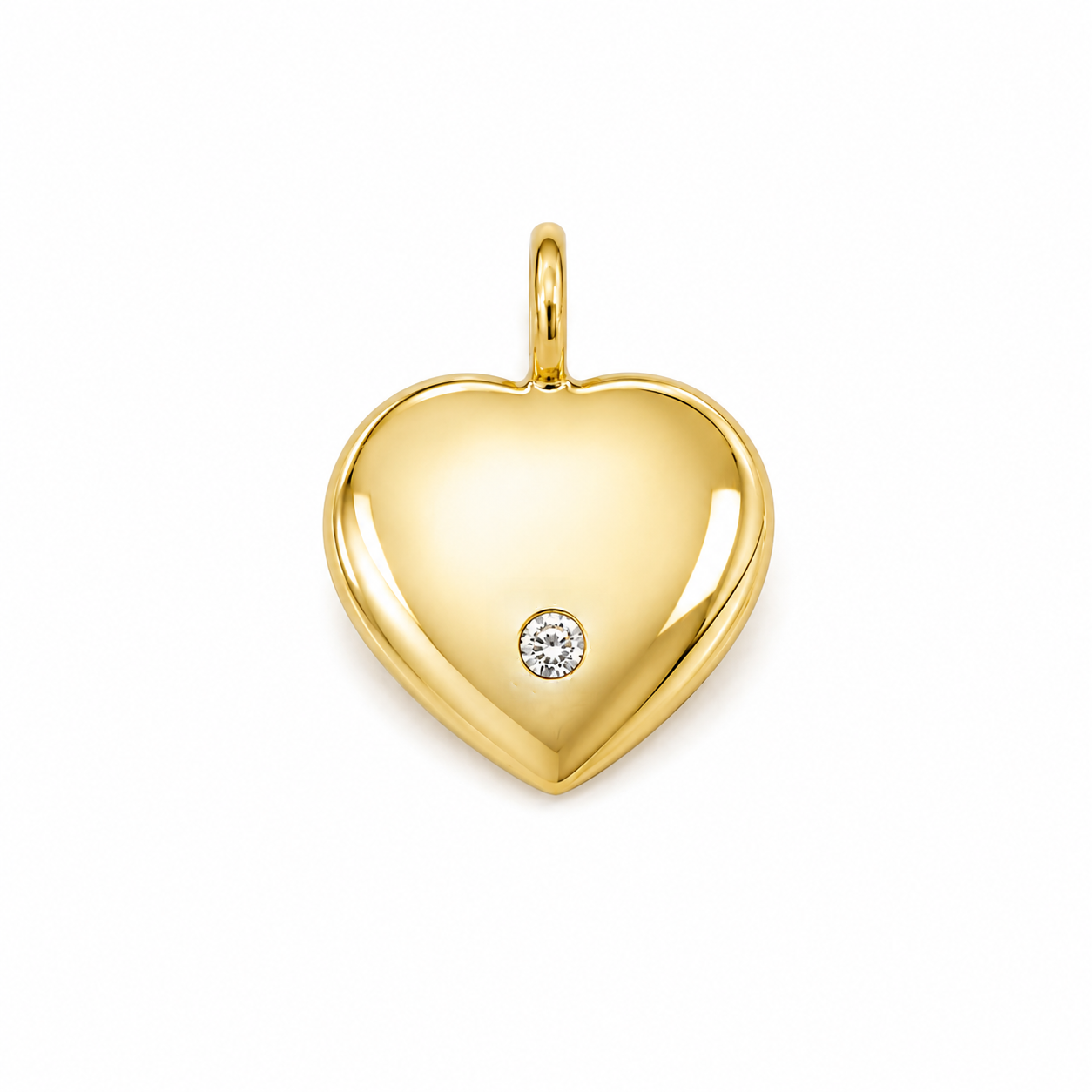 Gouden hanger massief, 10 mm.met briljant