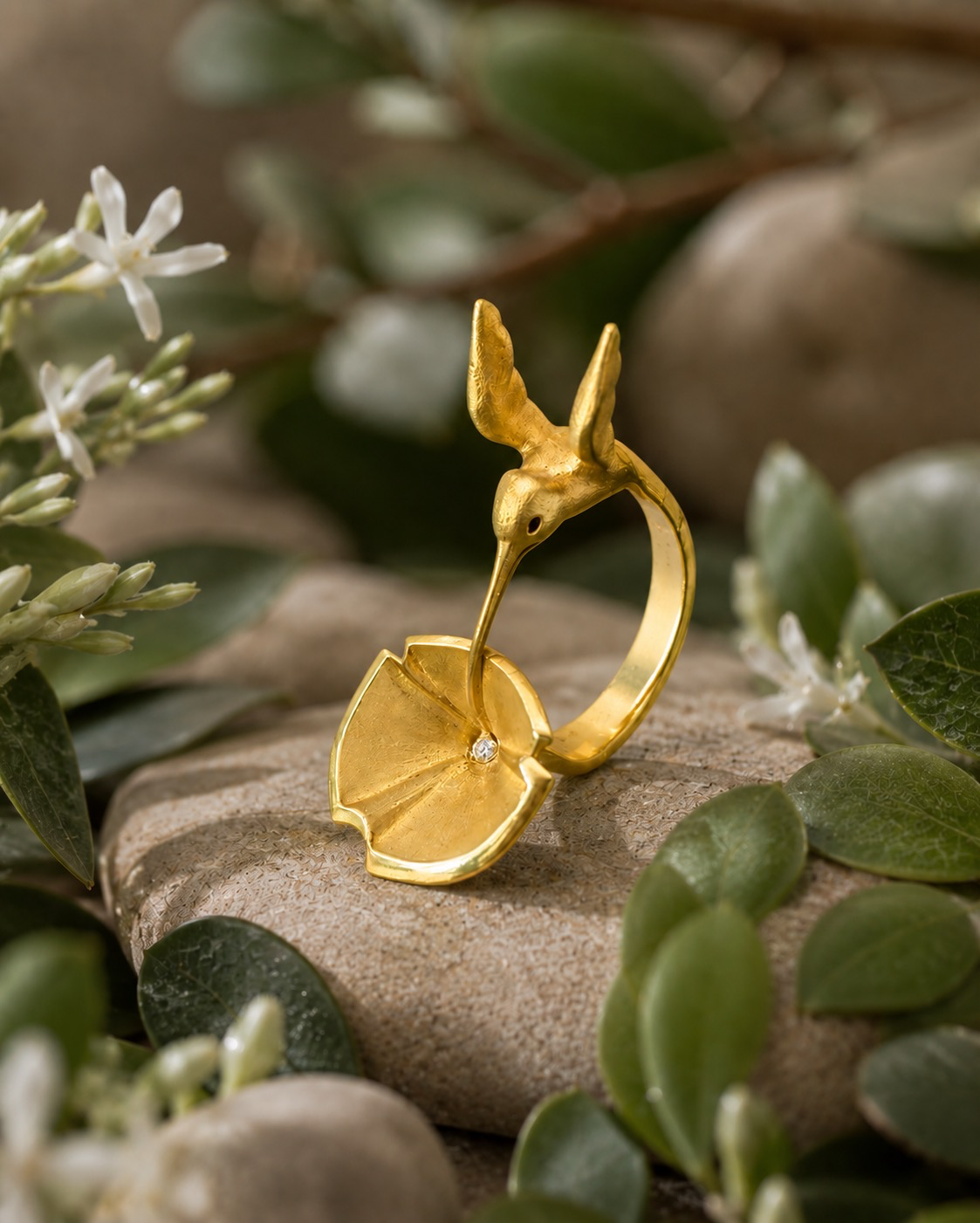 Der Ring Kolibri Au 750   besticht durch elegantes Rosegold und einen Brillanten von 0,01 Karat. Tragen Sie ihn als stilvolles Accessoire zu besonderen Anl&auml;ssen oder im Alltag, um jedem Outfit eine edle Note zu verleihen. Perfekt geeignet als Geschenk oder zur Erg&auml;nzung Ihrer Schmucksammlung.