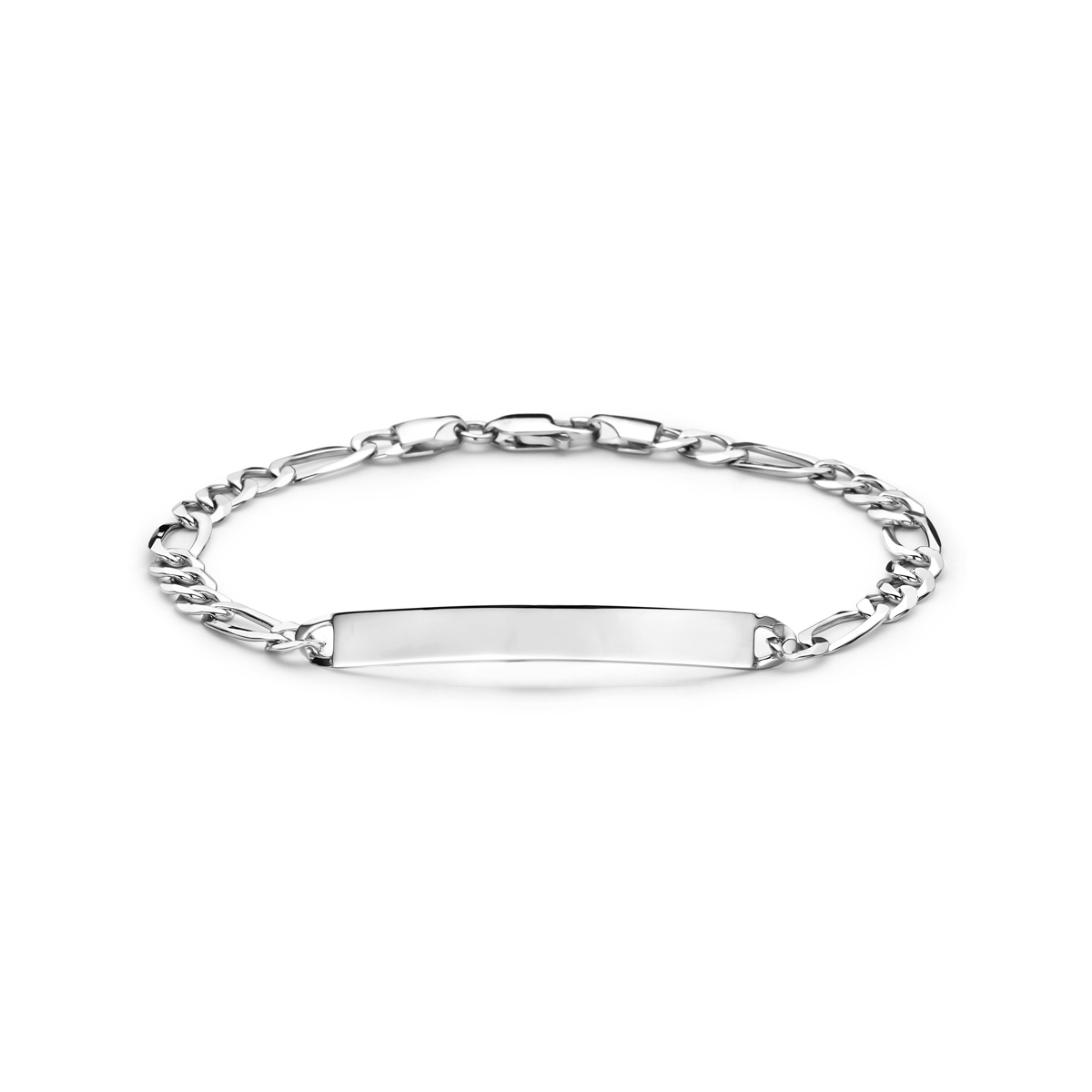 Gerhodineerd 925 zilveren graveerarmband. Het graveerplaatje heeft een dikte van 1.2mm. Uitgevoerd met een karabijnsluiting.