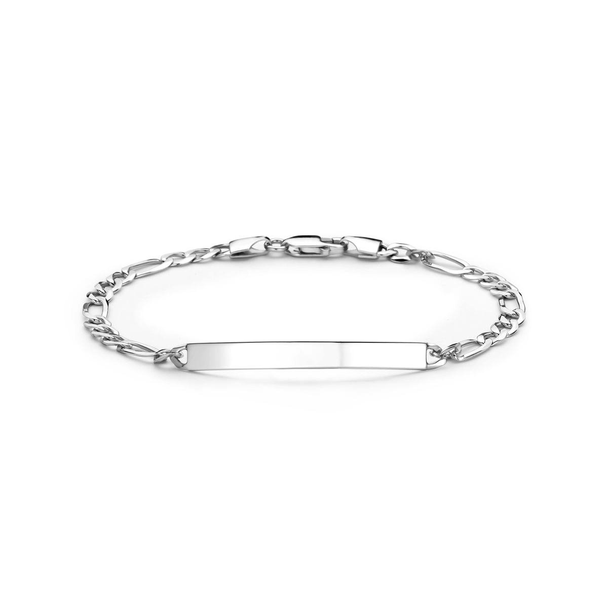 Gerhodineerd 925 zilveren graveerarmband. Het graveerplaatje heeft een dikte van 1.2mm. Uitgevoerd met een karabijnsluiting.