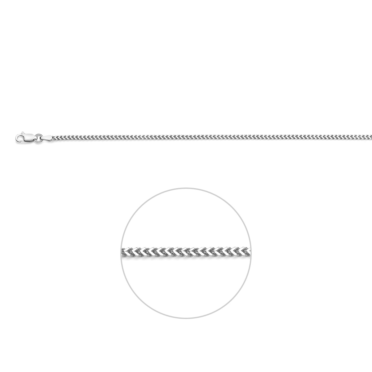 Gerhodineerd 925 zilveren lengteartikelen met een gourmette schakel van 1.9mm. Uitgevoerd met een karabijnsluiting.