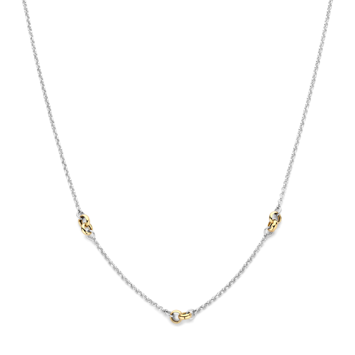 Verguld geel 925 zilveren collier met een breedte van 1.8mm. Het collier heeft een lengte van 41cm met 4cm extensie. Uitgevoerd met een karabijnsluiting. Geen garantie op plating.