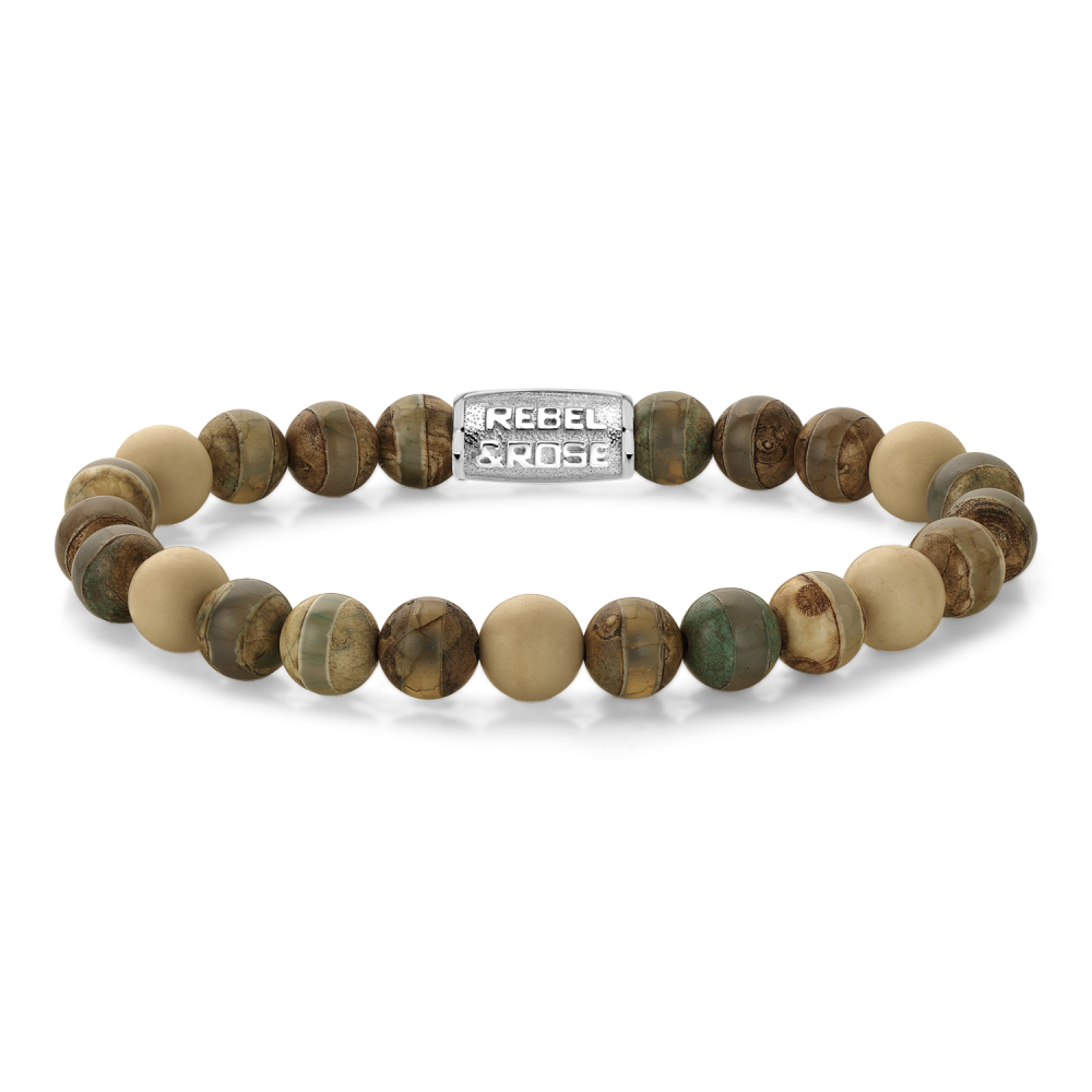Desert Oasis - 8mm M, modelnummer RR-80126-S-M, is een verfijnd armbandje in onze "Jewel" categorie. Elegant en stijlvol, perfect voor elke gelegenheid. Draag het solo voor een minimalistische look of combineer het met andere armbanden voor een gelaagd effect. Ideaal voor dagelijks gebruik en speciale gelegenheden.