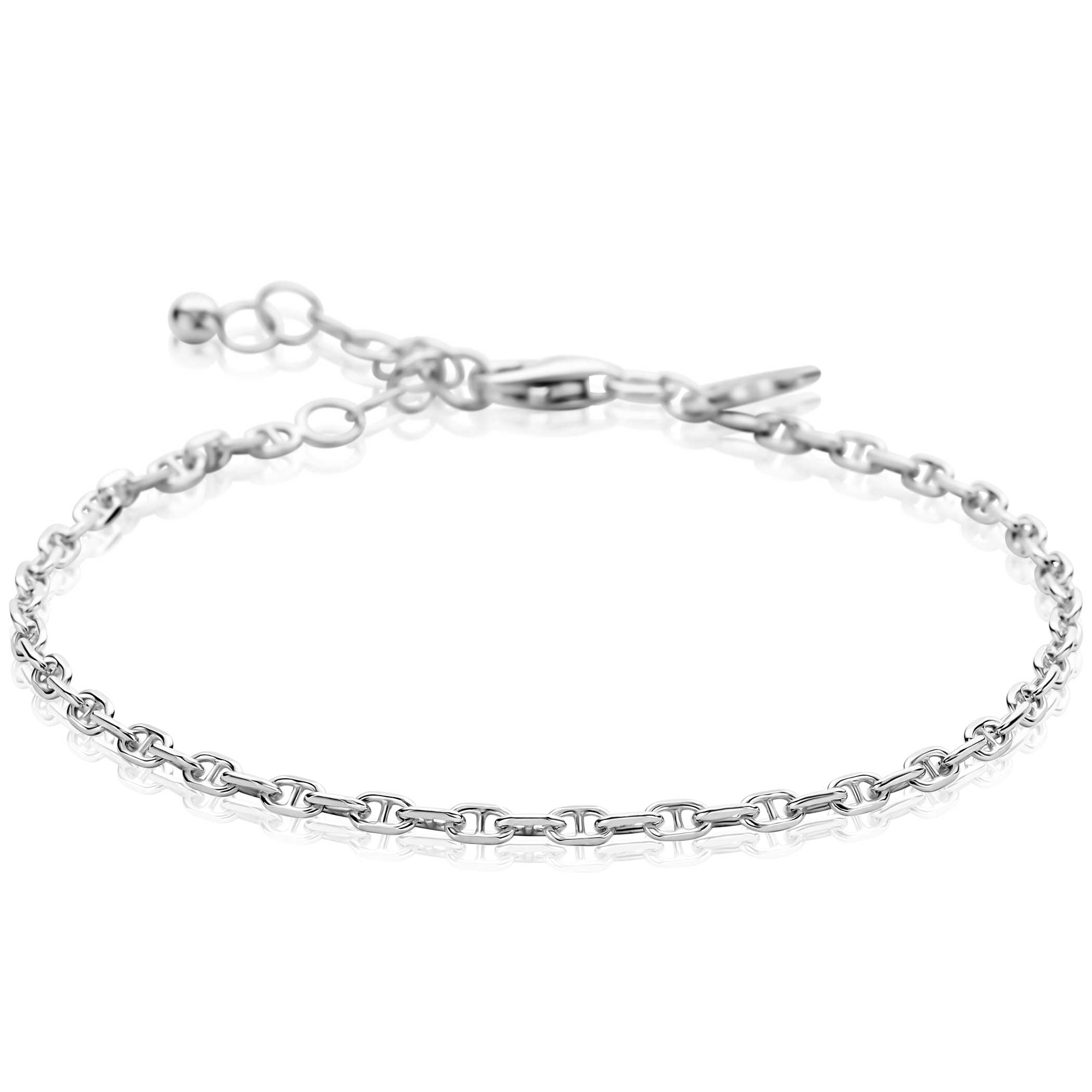 De ZINZI armband, model ZIA2841, is een elegante zilverkleurige armband, gemaakt van 925 sterling zilver. Deze nikkelvrije armband heeft een schitterende glans en marine schakels. Met een lengte van 19 cm is hij ideaal als dagelijks accessoire of om een chique avondoutfit te verrijken. Perfect te combineren met andere zilveren sieraden voor een stijlvolle uitstraling.