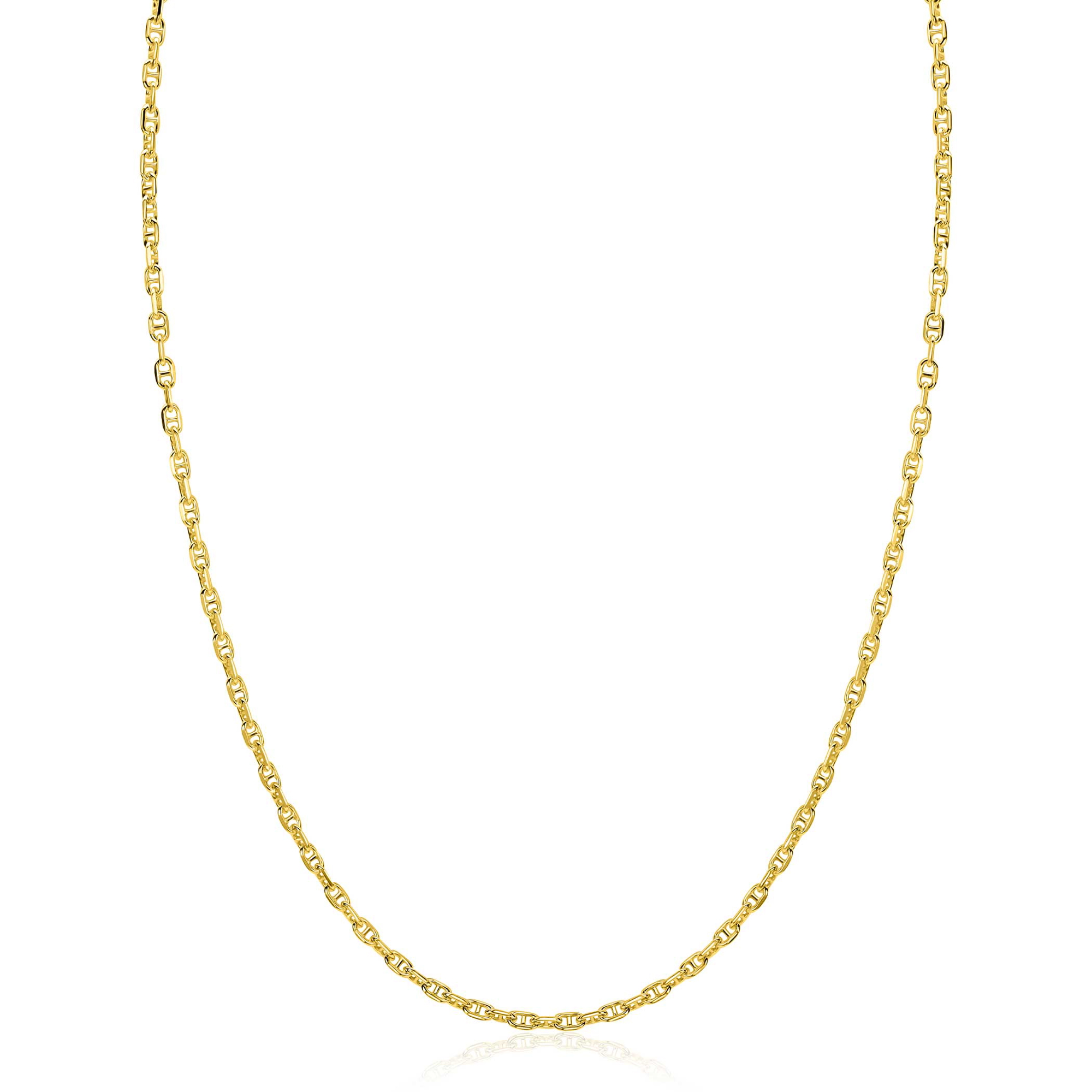 Het ZINZI zlv. collier modelnummer ZIC2841G is een elegante ketting met massieve marine schakels. Gemaakt van goudgeplateerd materiaal, straalt het een luxe uitstraling uit in goudkleur. Met een lengte van 420mm is het perfect als eyecatcher bij zowel casual als formele outfits. Combineer met bijpassende sieraden voor een complete look.