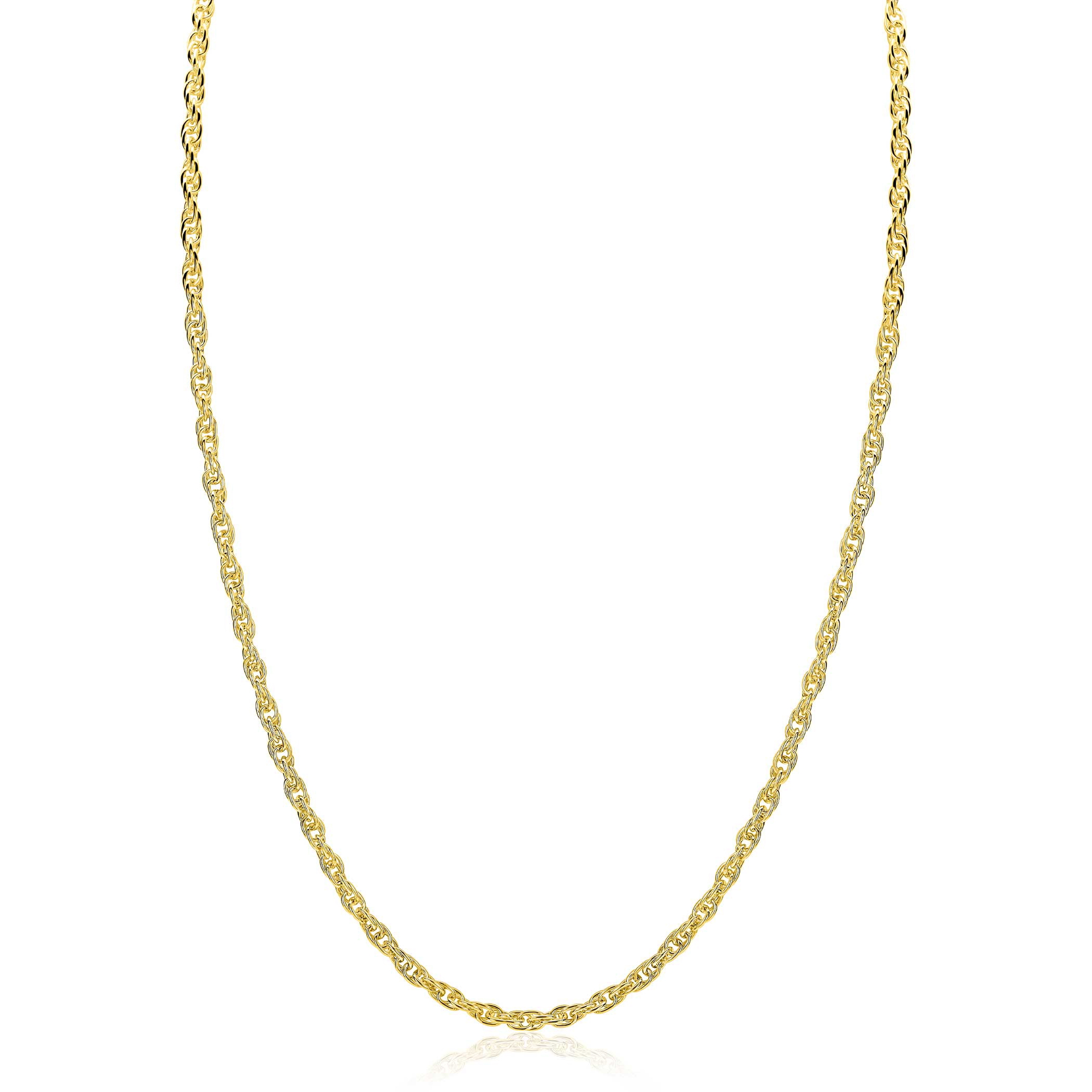 Het product ZINZI zlv. collier gg.verg. fantasie koord, modelnummer ZIC2844G, is een goudkleurige halsketting van 925 sterling zilver. Het collier heeft een lengte van 42+3 cm en is nieuw. Perfect om te dragen op zowel formele als casual gelegenheden. Voeg een vleugje elegantie toe aan elke outfit met deze prachtige ketting.