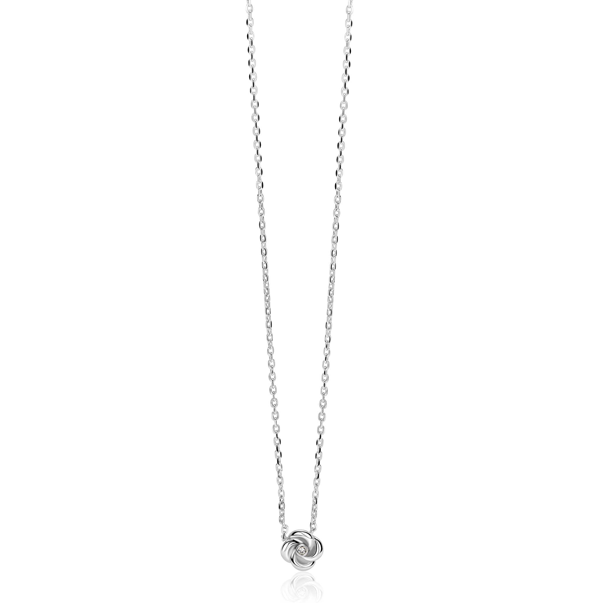ZINZI zlv. collier ZIC2872 met roos hangertjes