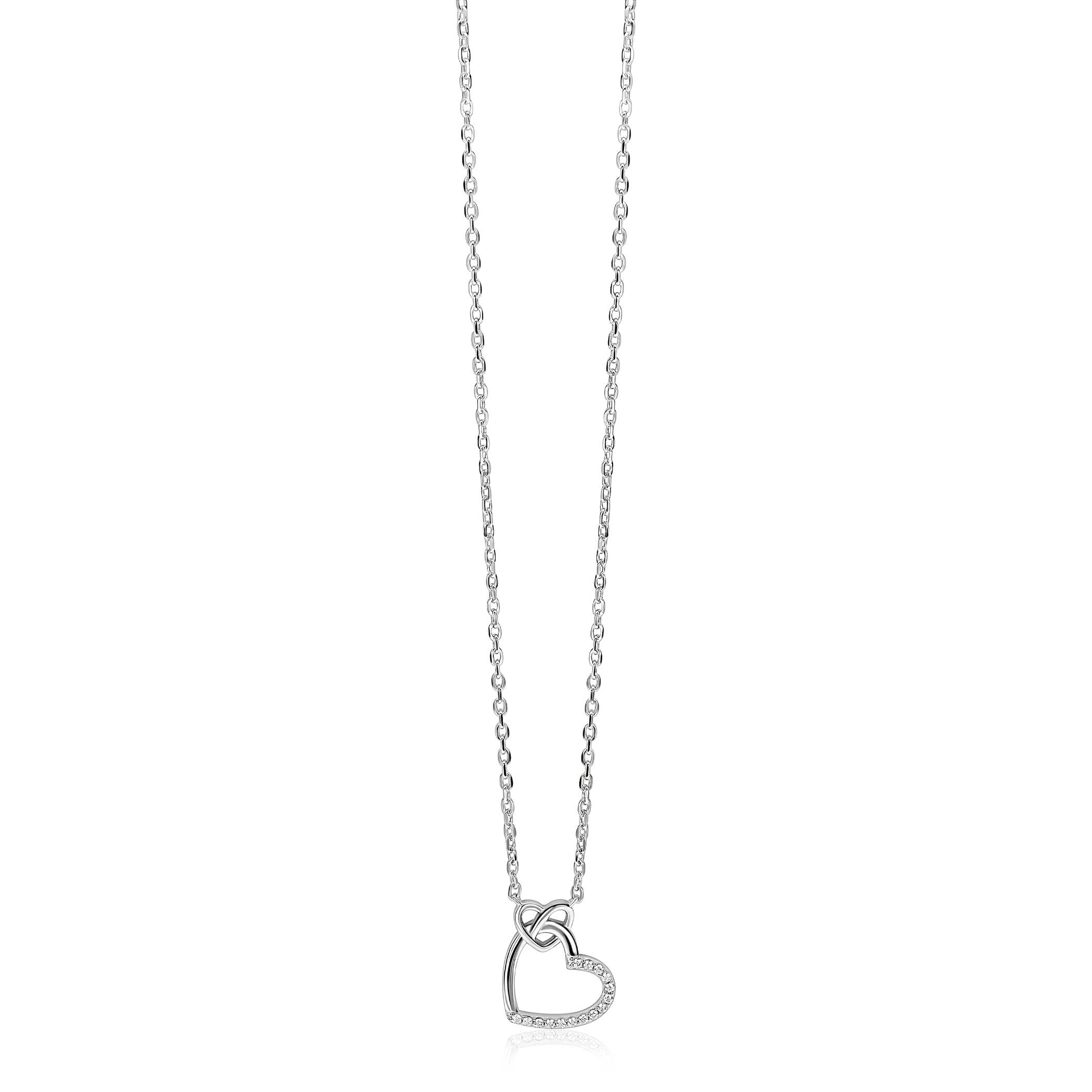 ZINZI zlv. collier ZIC2874, twee harten verbonden