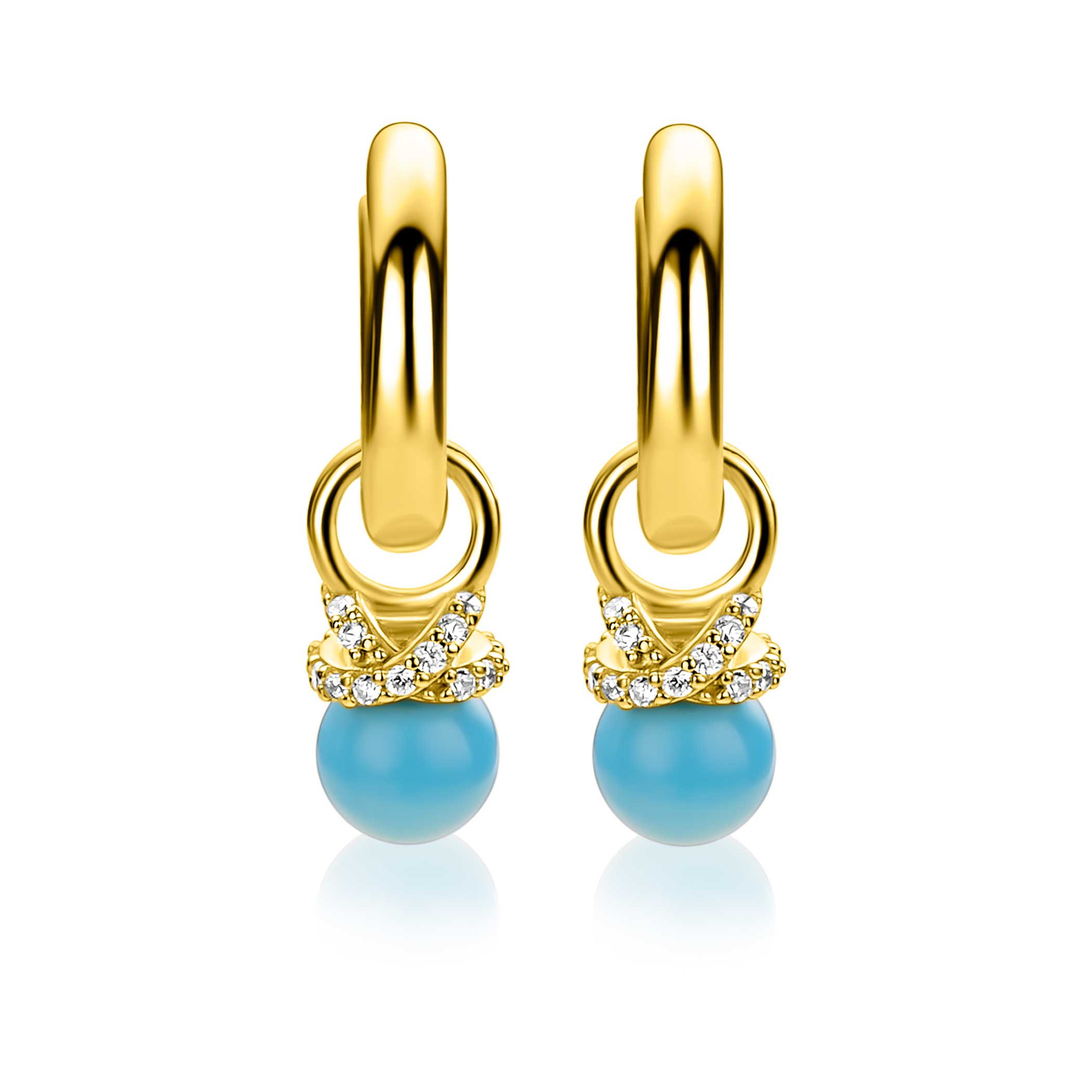 ZINZI zlv. gg. oorbedels ZICH2863T, turquoise