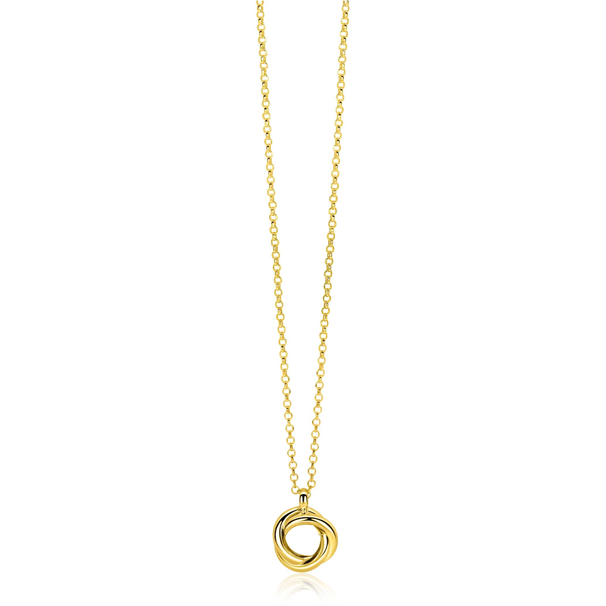ZINZI zlv. gg.verg.collier hanger 3 ringen in elkaar