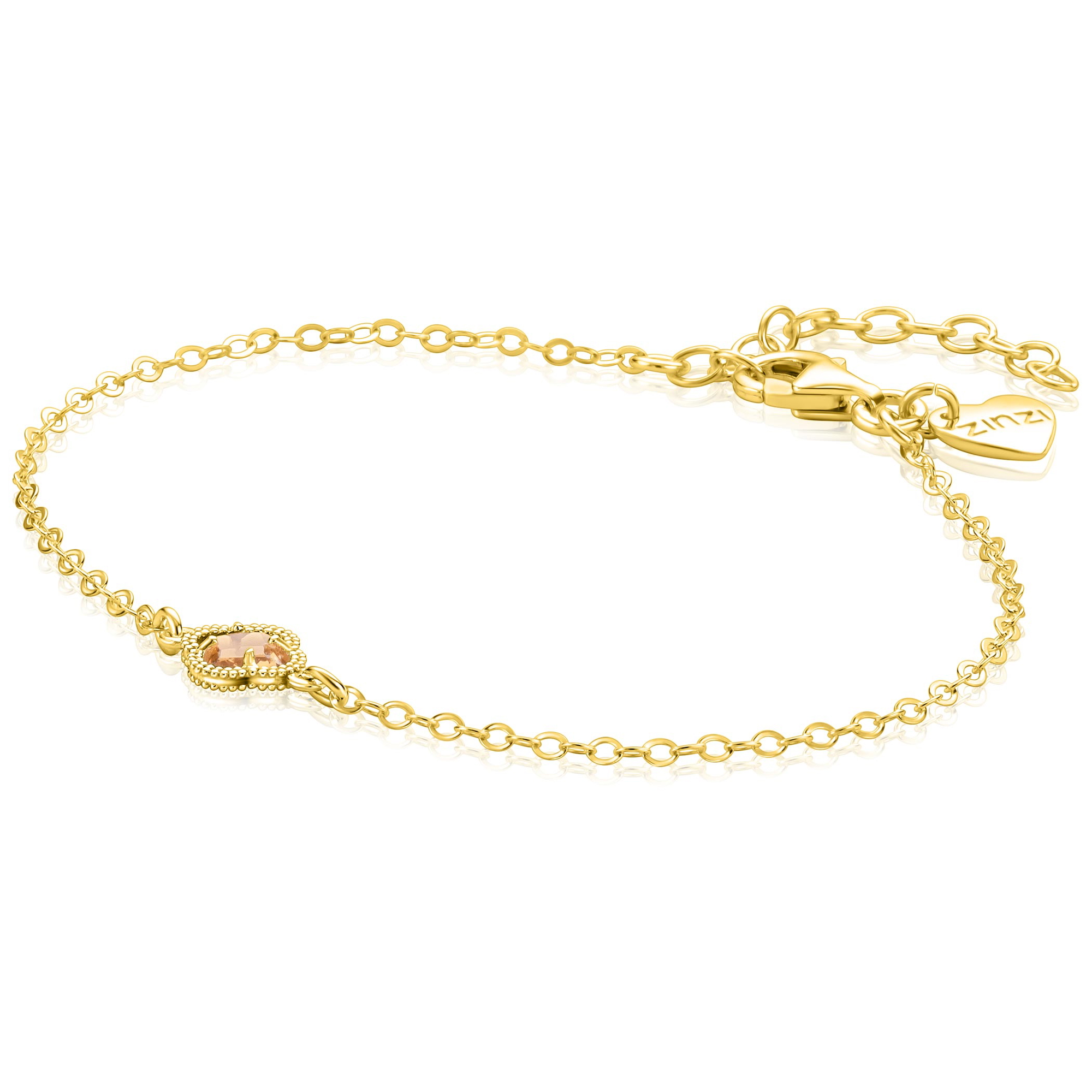 ZINZI zlv. armband gg.verg. met 1x champ.klaver