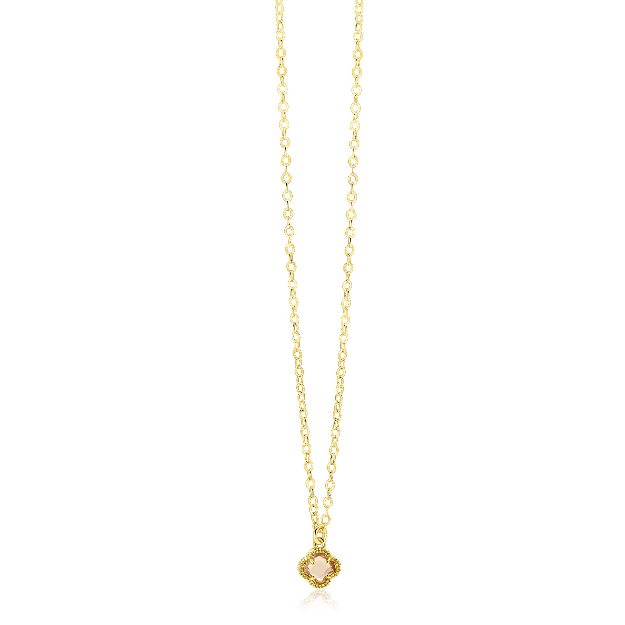 ZINZI zlv. collier gg.verg. met champ.klaver hanger