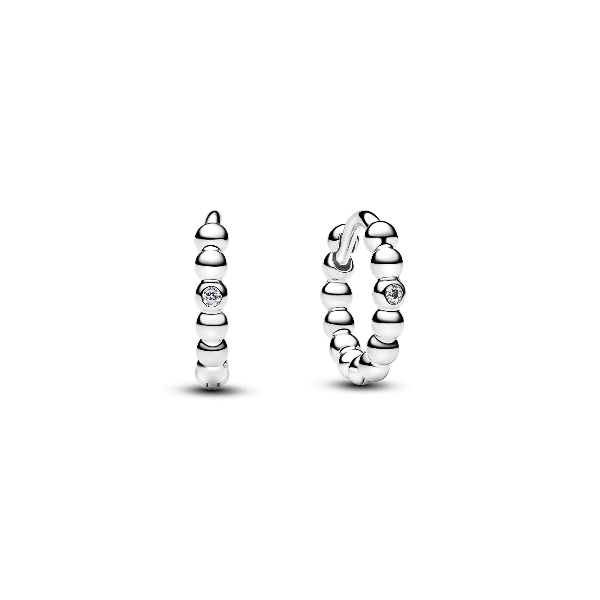 Pandora - Zilveren klapcreolen, huggie hoop, bezet met 1 zirconia - 294823C01