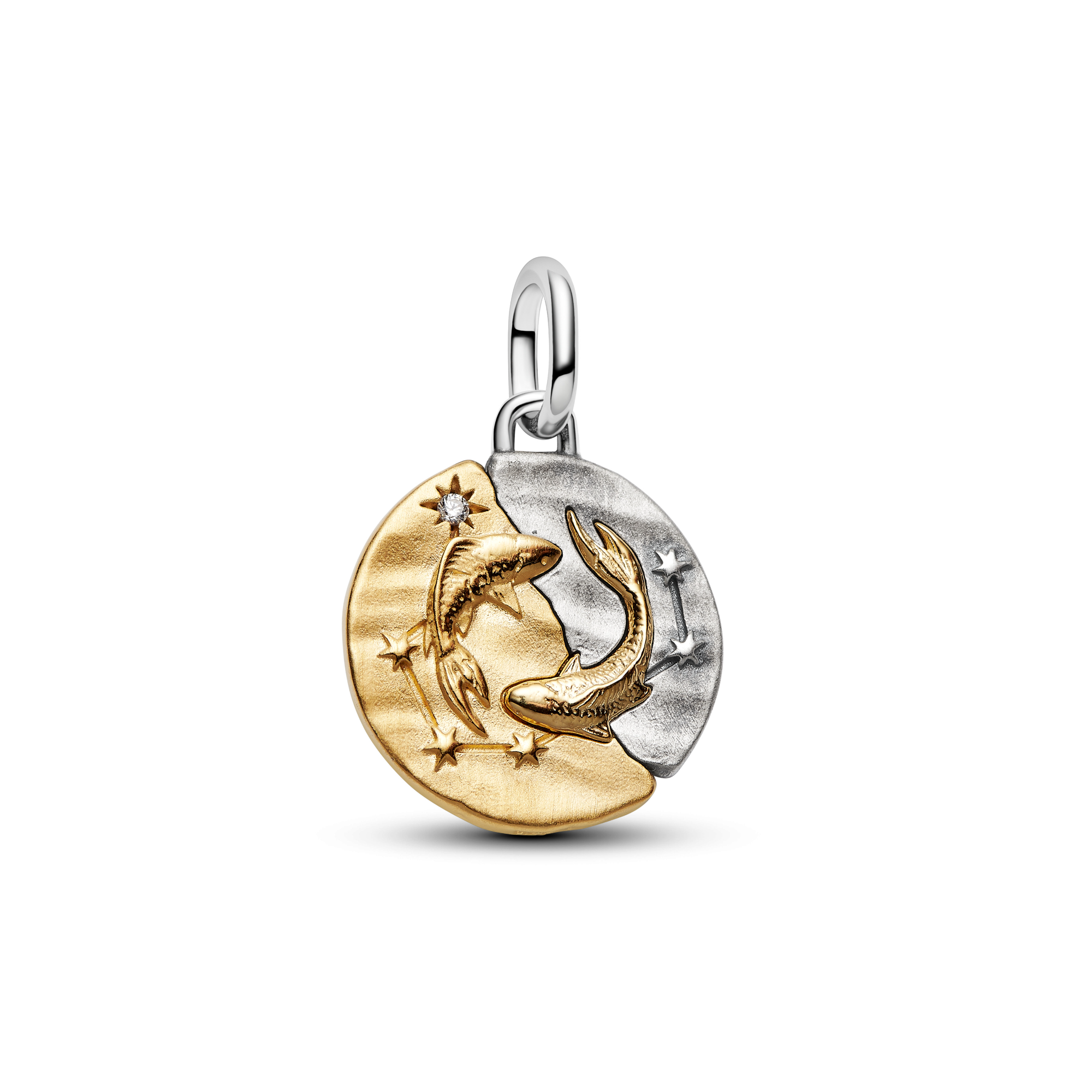 Pandora - Zilveren Zodiac bedel, deels verguld, Pisces / Vissen - 764991C01