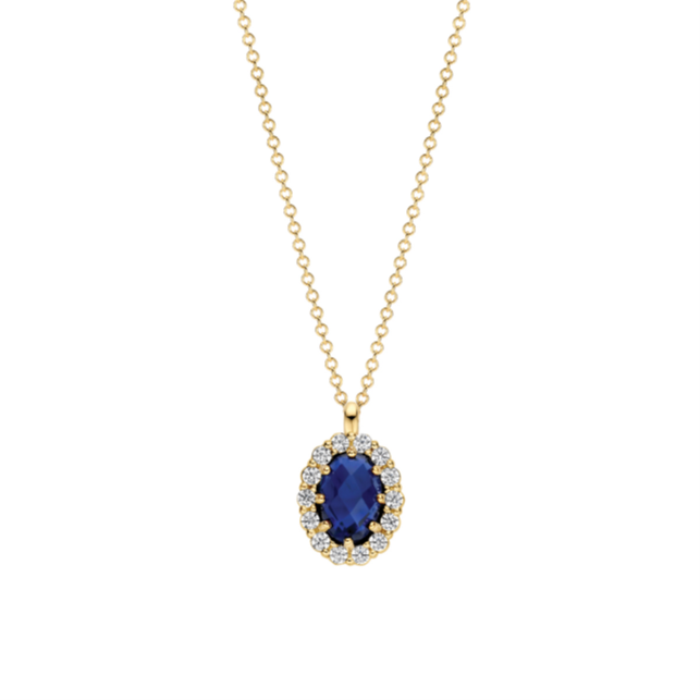 BLUSH GEELGOUDEN COLLIER LABGROWN DIAMANT/SAFFIER LG3021Y