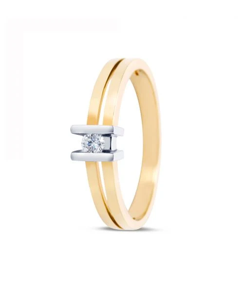 Gouden bicolor ring met briljant  YD4502