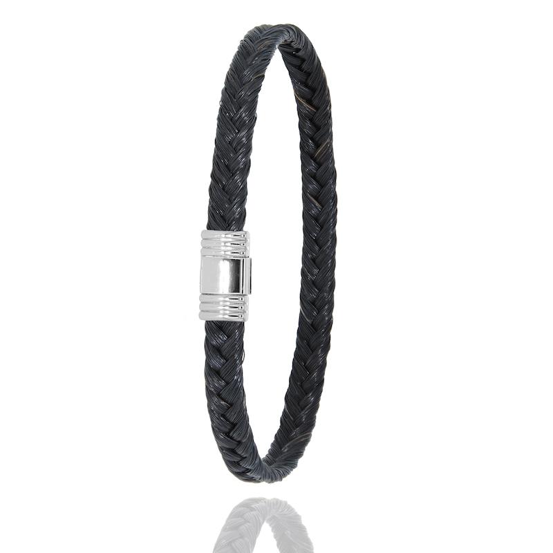 Armband Albanu Monaco model Appaloosa van paardenhaar in kleur zwart 6mm breed met een stalen sluiting