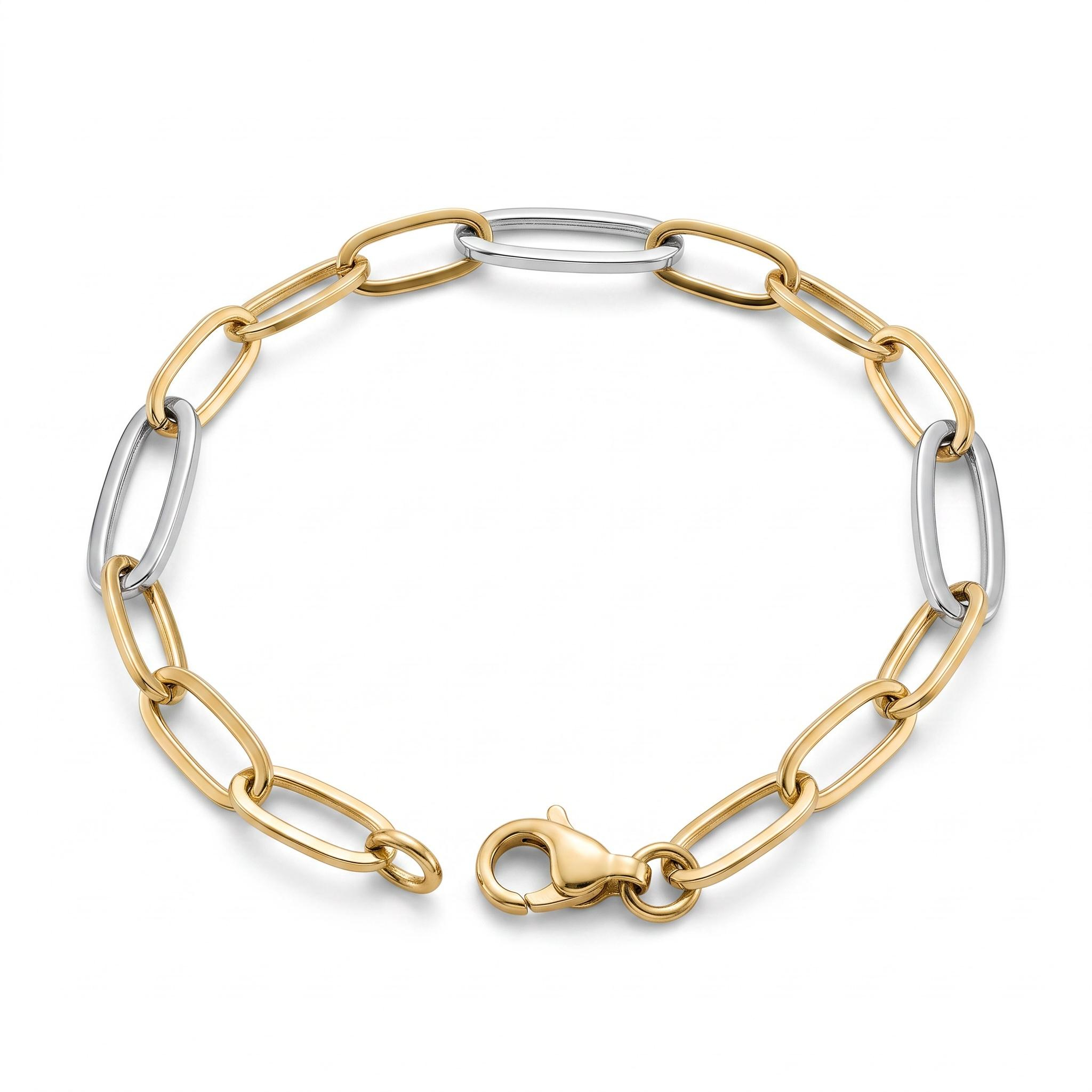 14 karaats bicolor armband met closed forever schakel en een lengte van 20 cm.